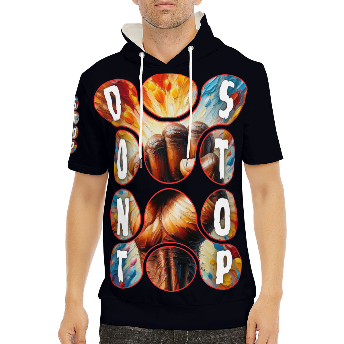 Men’s Cotton Hooded T-Shirt "Don't Stop, The Struggle is Real"