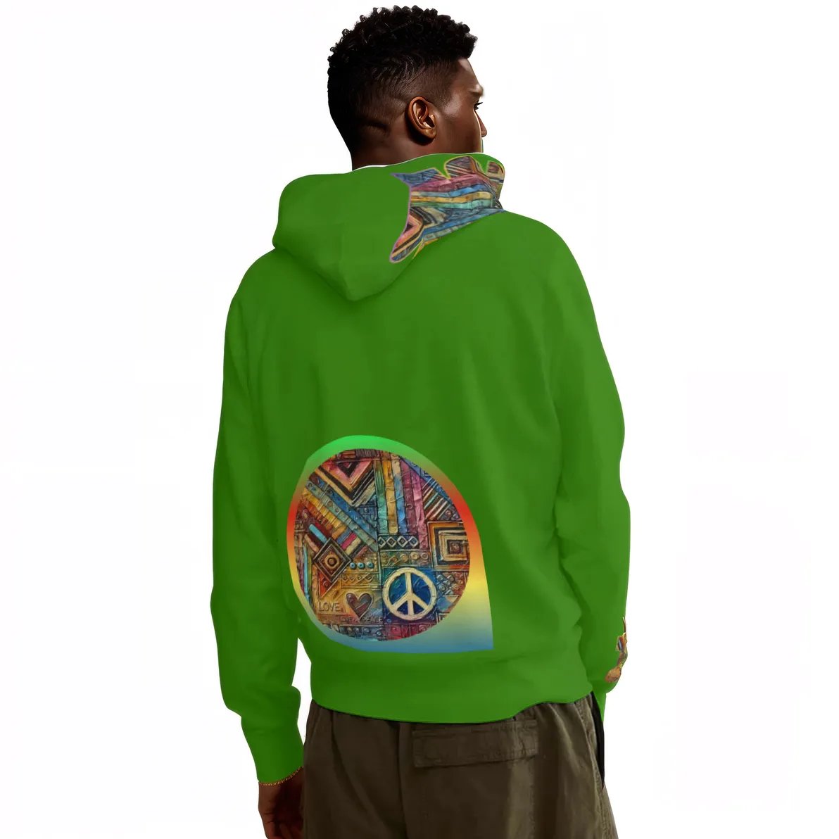 Men’s Adult Hoodie Set with Double-Layer Hood "African Peace Print"