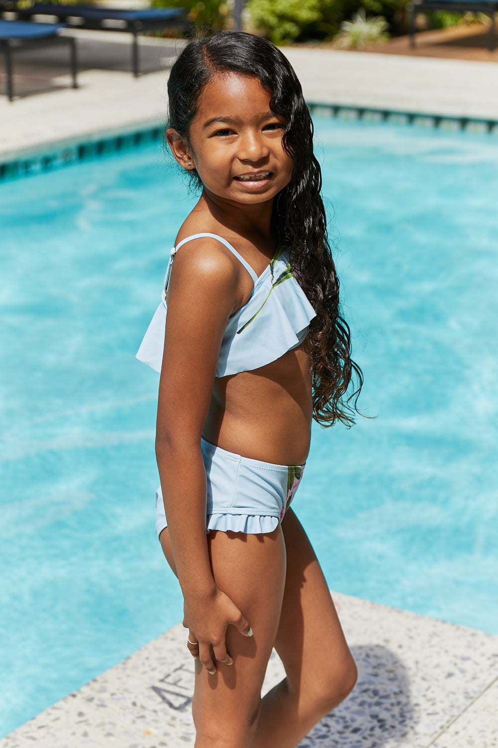 Girls Vacay Vibe Two-Piece Swim Set in Pastel Blue 18 Months -11 Years