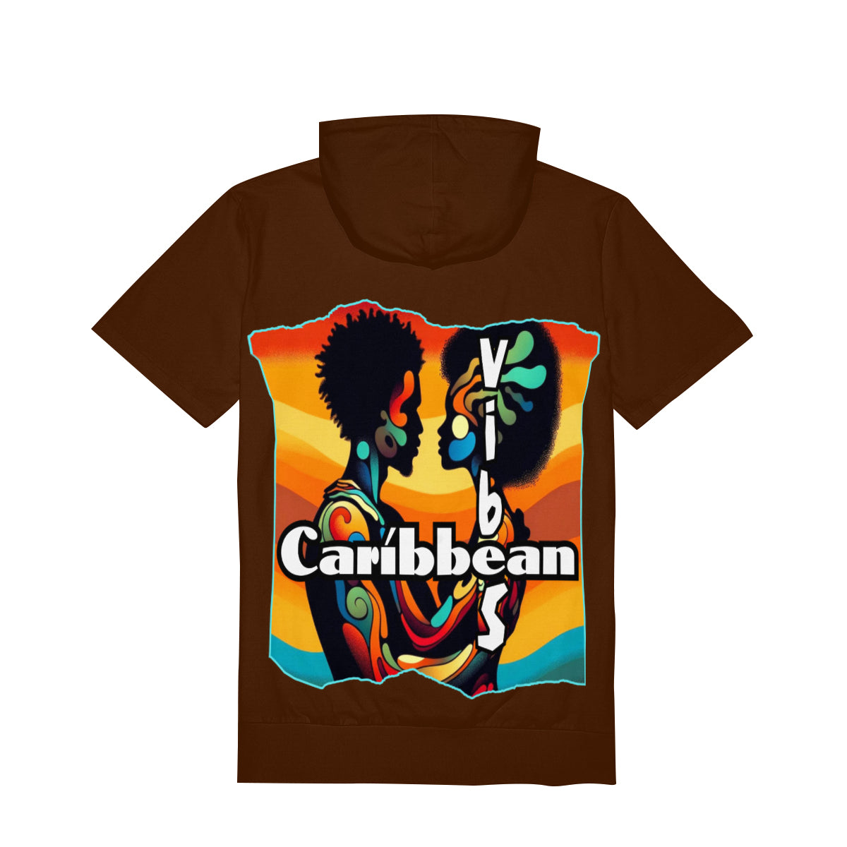 Men’s Cotton Hooded T-Shirt "Feel the Vibe, Caribbean Vibes"