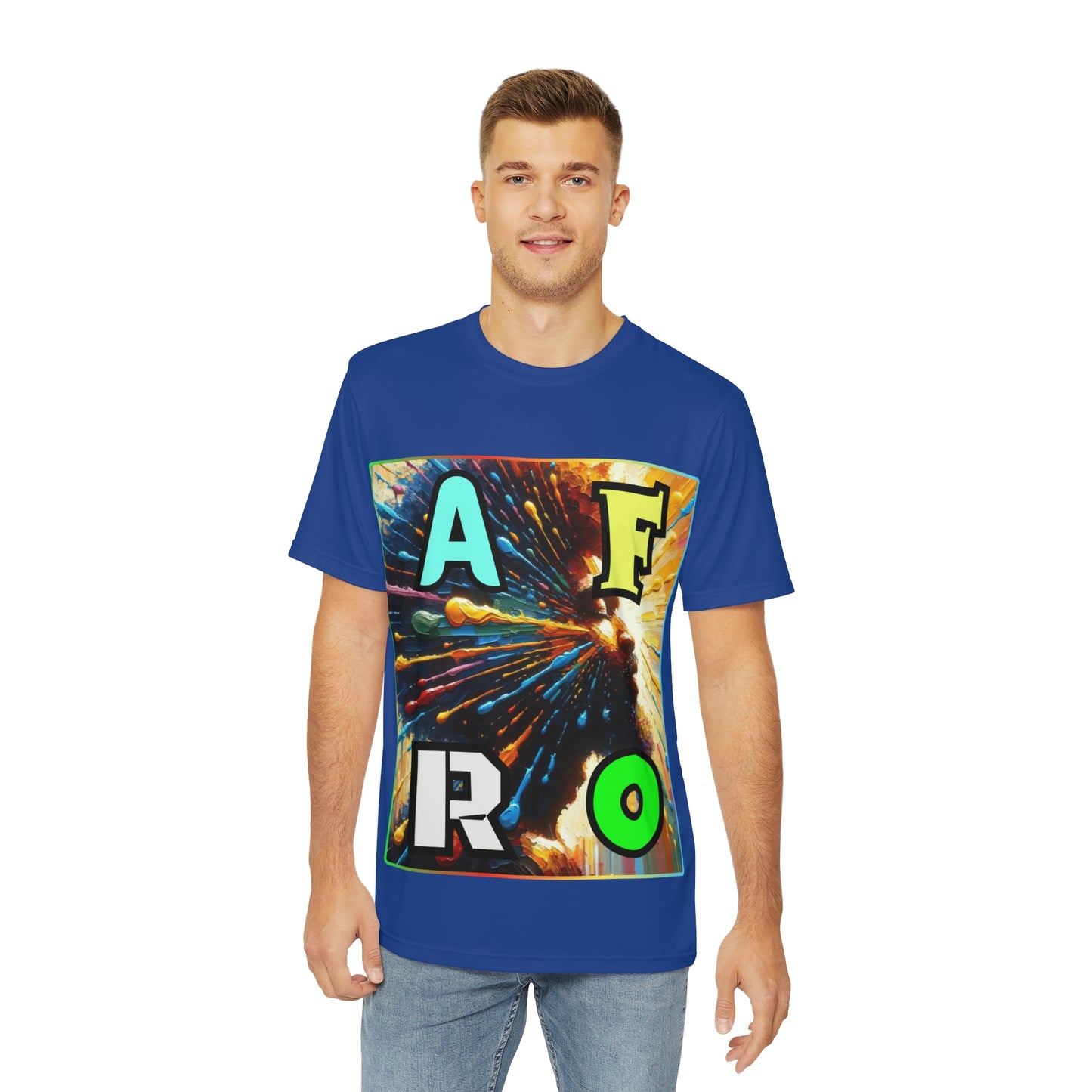 Men's Brushed Polyester Short Sleeve Tee (AOP), "AFRO"