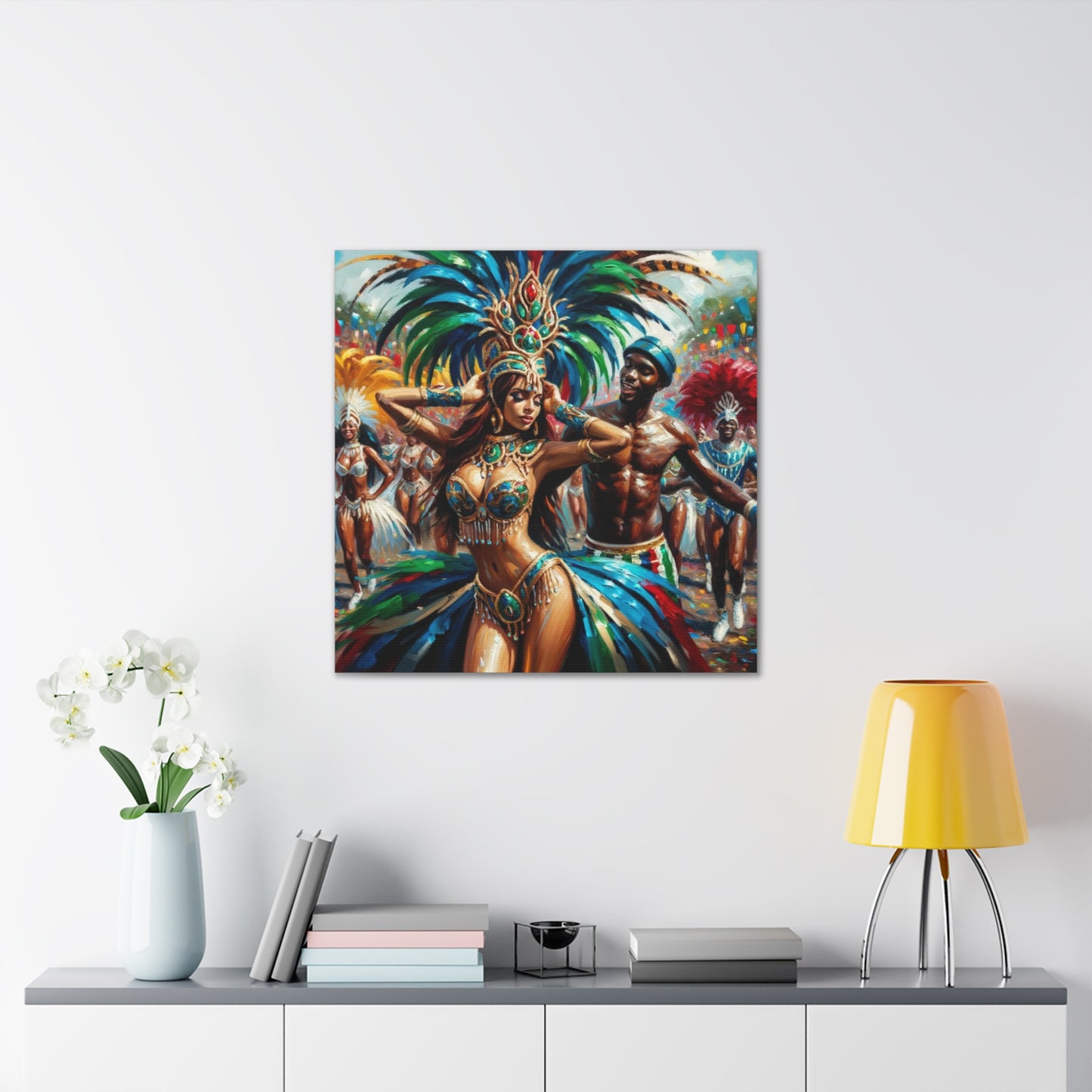 Art Print, Trini Masqueraders, Carnival, Oil Finish, West Indian Ethnicity, Cultural, Heritage, Indo & Afro Caribbean, Canvas Gallery Wraps