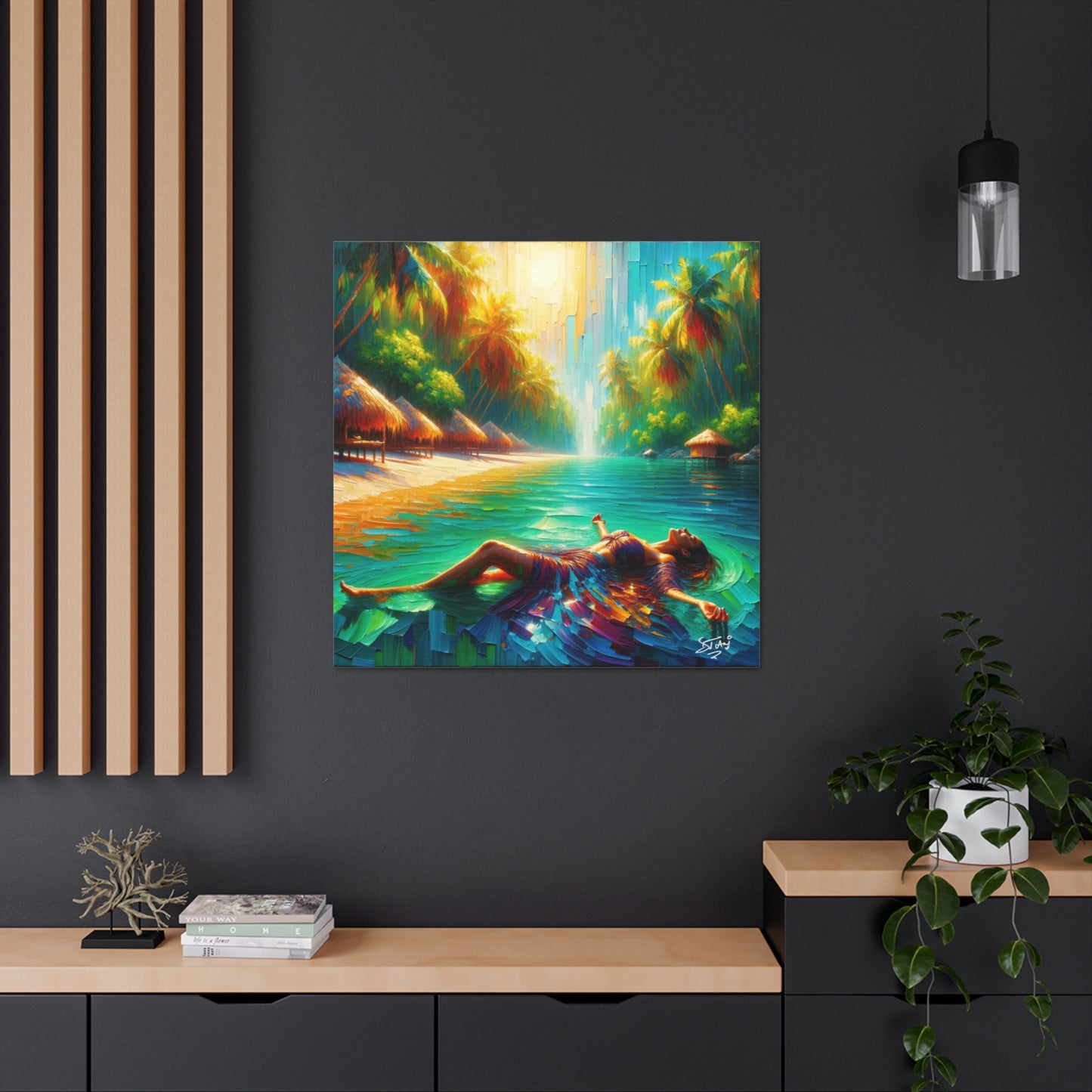 Art Print, Indo-Caribbean Woman, "Floating" Oil Finish, West Indian Ethnicity, Cultural, Heritage, Abstract, Canvas Gallery Wrap