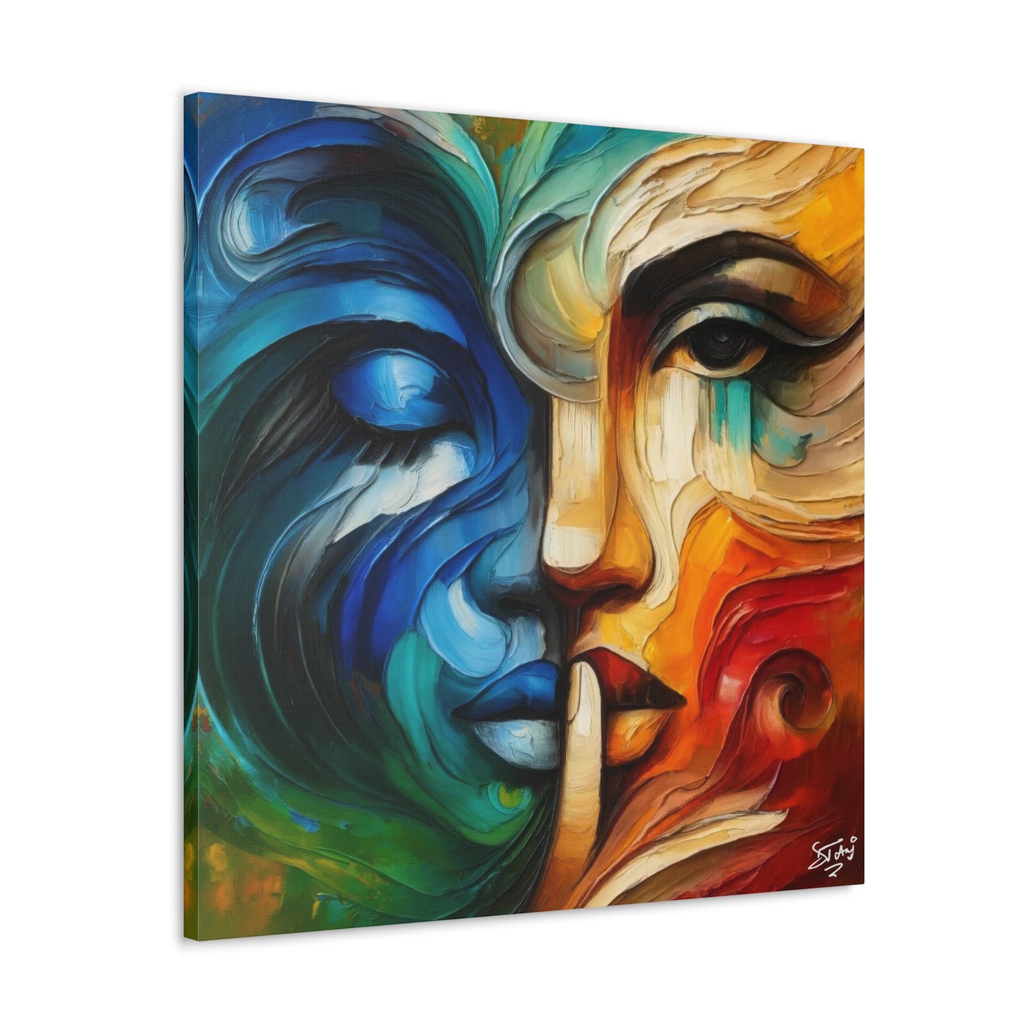 Art Print, Afro-Caribbean Masks, "Shhhh" Oil Finish, Carnival,  West Indian Ethnicity, Cultural, Heritage, Semi-Abstract, Canvas Gallery Wrap