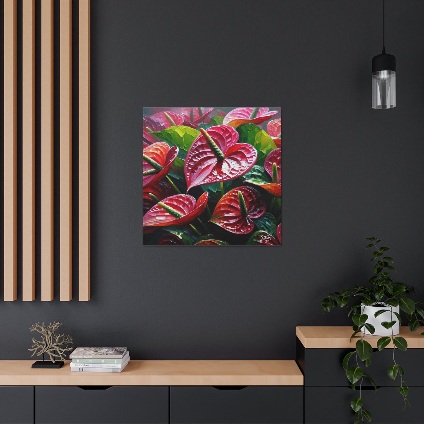 Print #3 of Anthurium flowers with a vibrant, oil-painted finish, Canvas Gallery Wraps