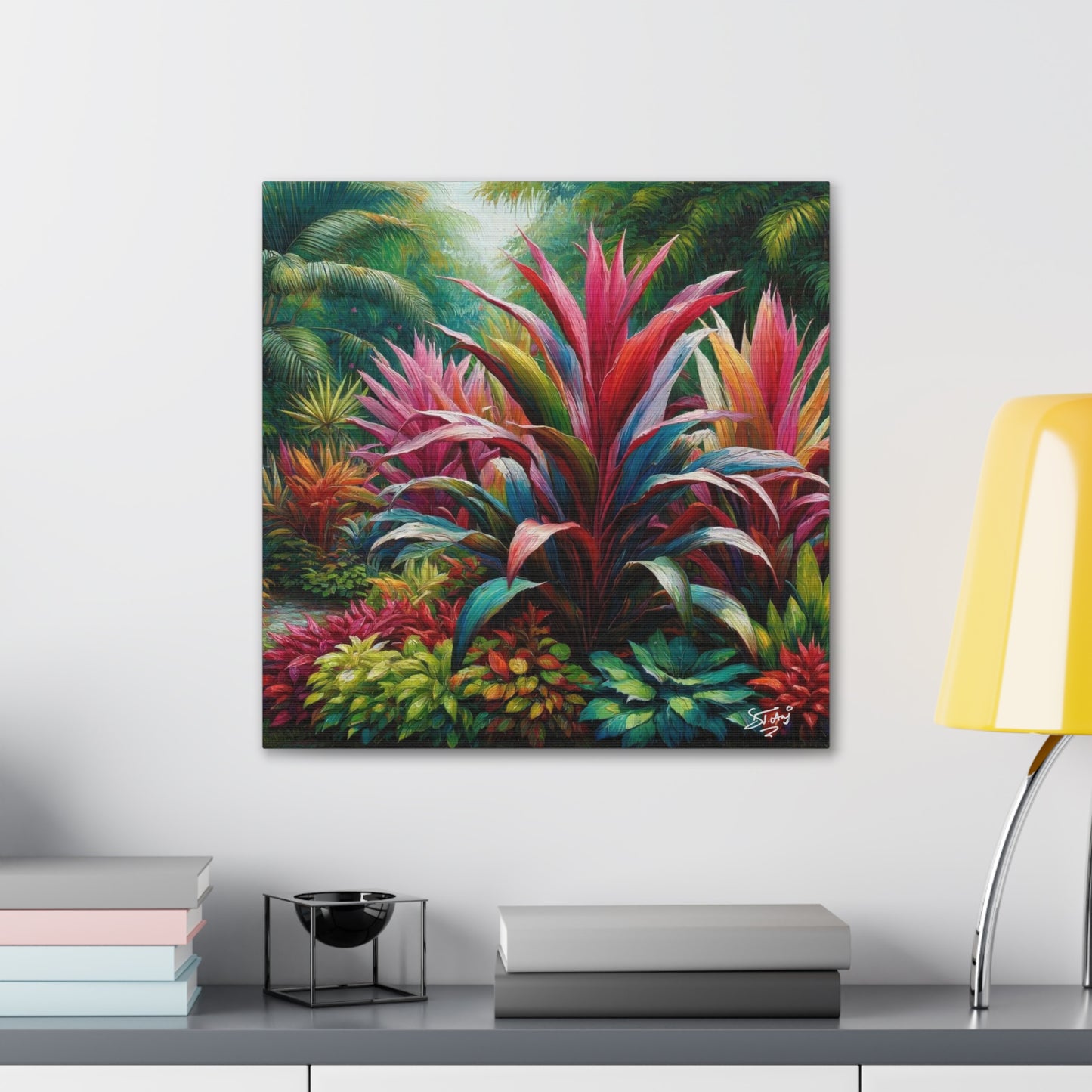 Art Print of Cordyline (Ti Plant), Oil Finish, West Indian Art, Canvas Gallery Wraps