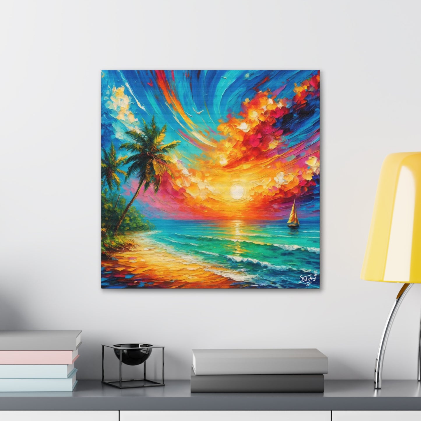 Art Print of Caribbean Beach Scene, Tobago, West Indian Art, Canvas Gallery Wraps