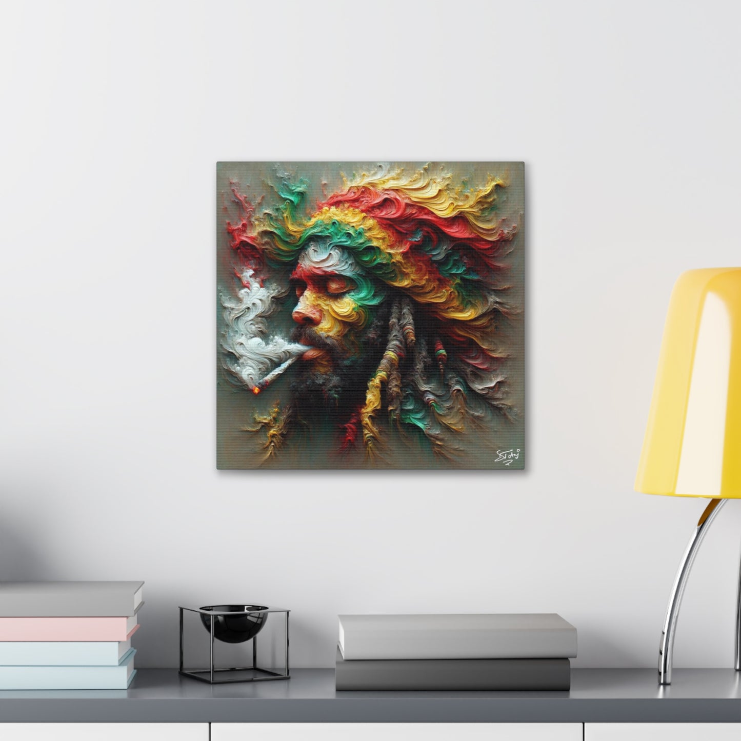 Art Print, Dougla-Rasta Man, Oil Finish, West Indian Ethnicity, Cultural, Heritage, Semi-Abstract, Canvas Gallery Wrap