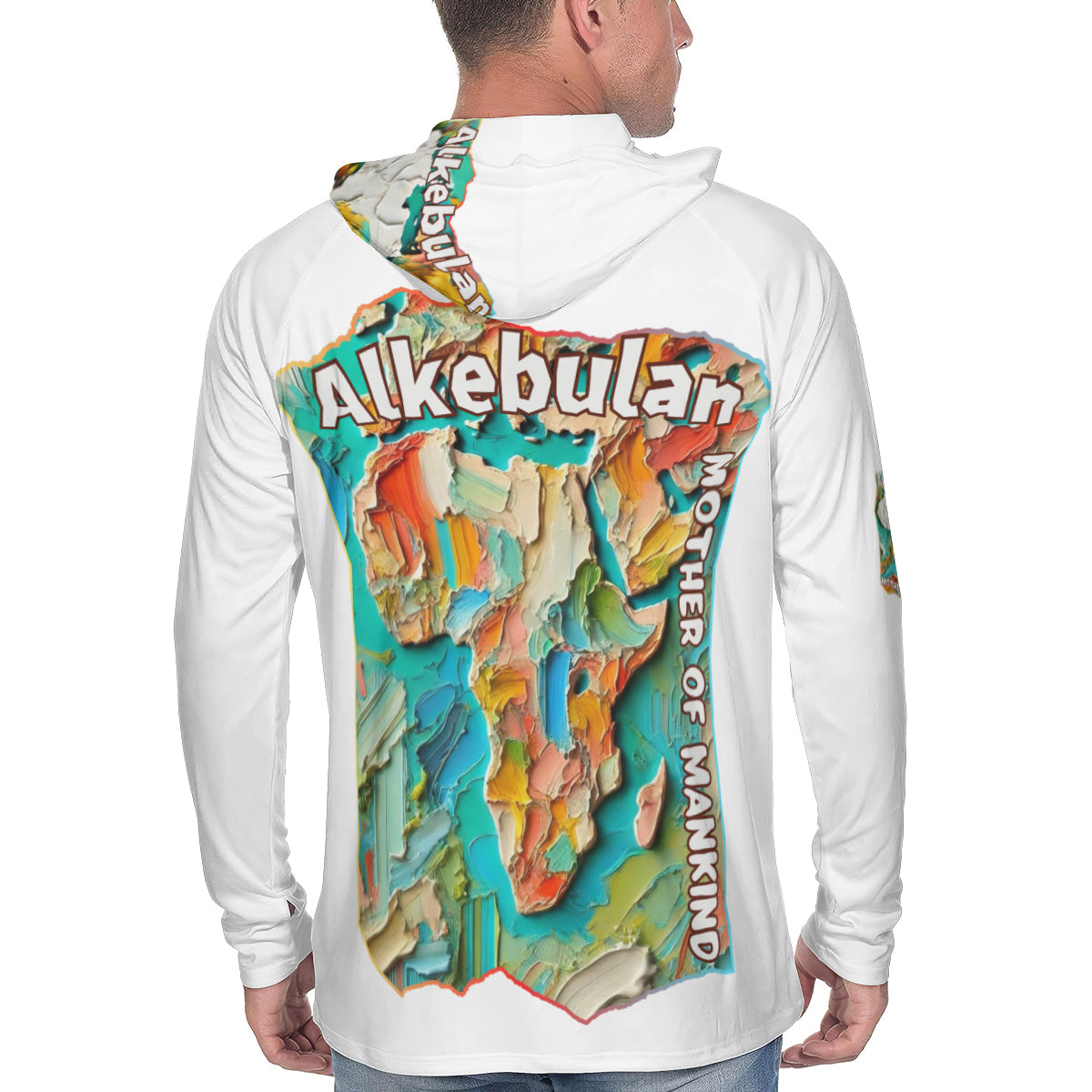 Men's Sun Protection Long Sleeve Hoodie "Alkebulan, The Mother of Mankind"