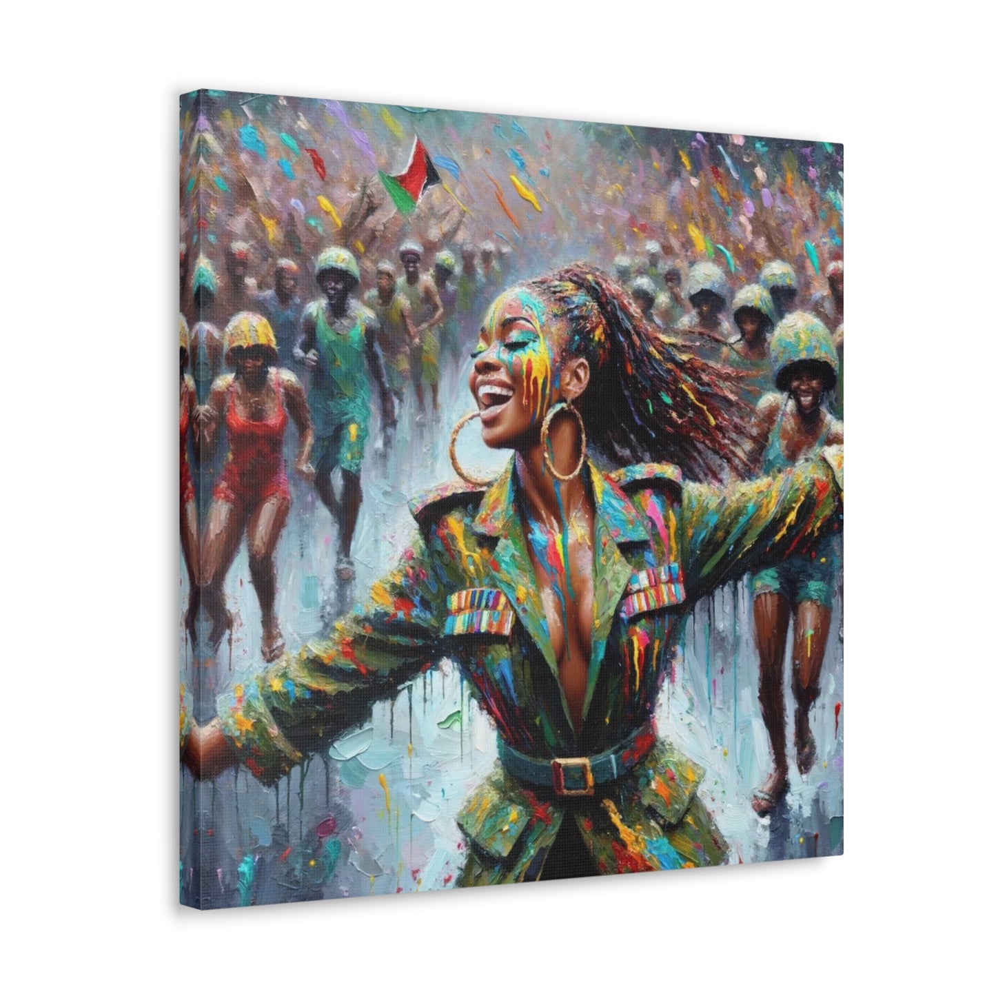 Art Print of Jouvert Morning, Afro-Caribbean Woman, Oil Finish, West Indian Ethnicity, Cultural, Heritage, Canvas Gallery Wraps