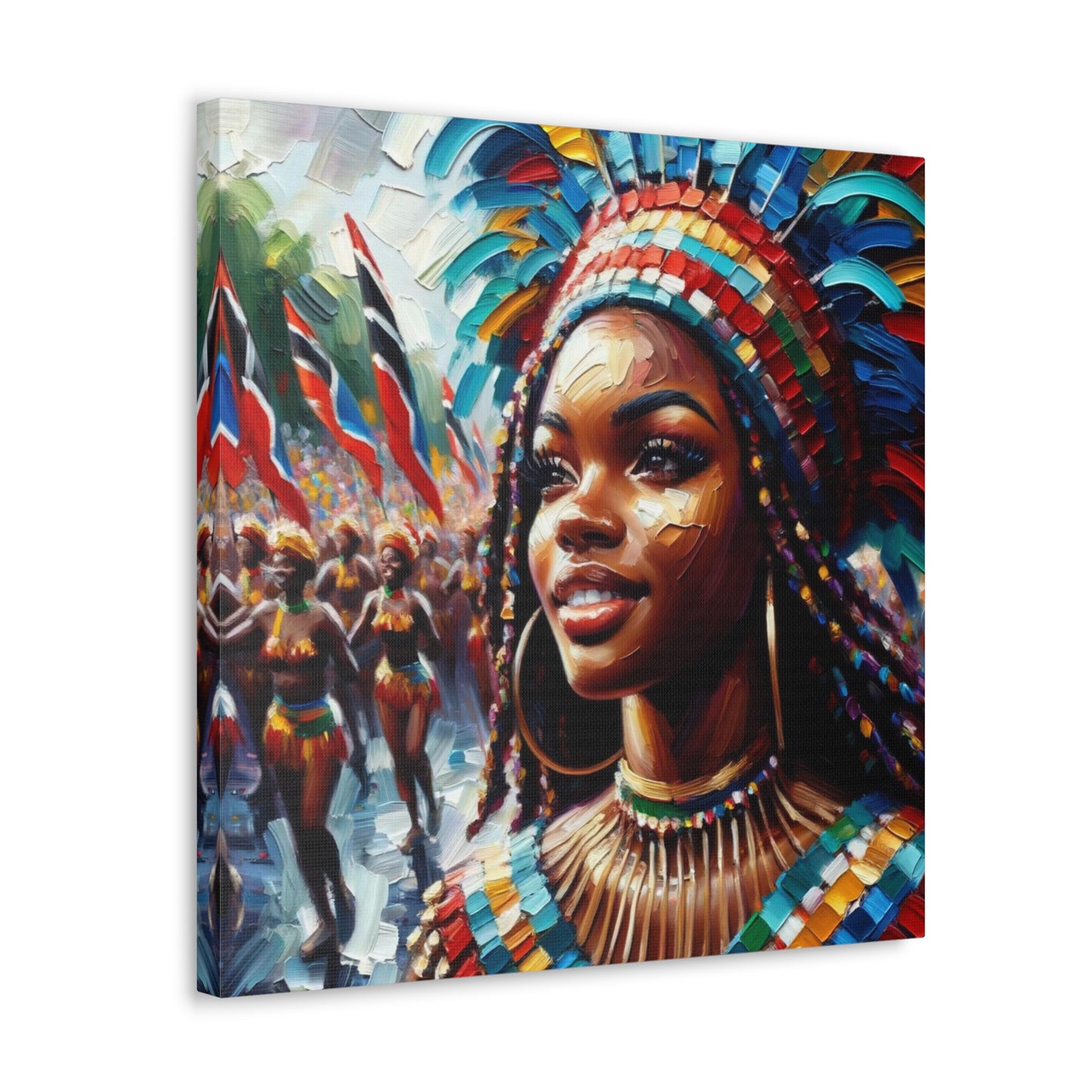 Art Print#3 of Trini Masquerader, Carnival, Oil Finish, West Indian Ethnicity, Cultural, Heritage, Art, Black Woman, Canvas Gallery Wraps