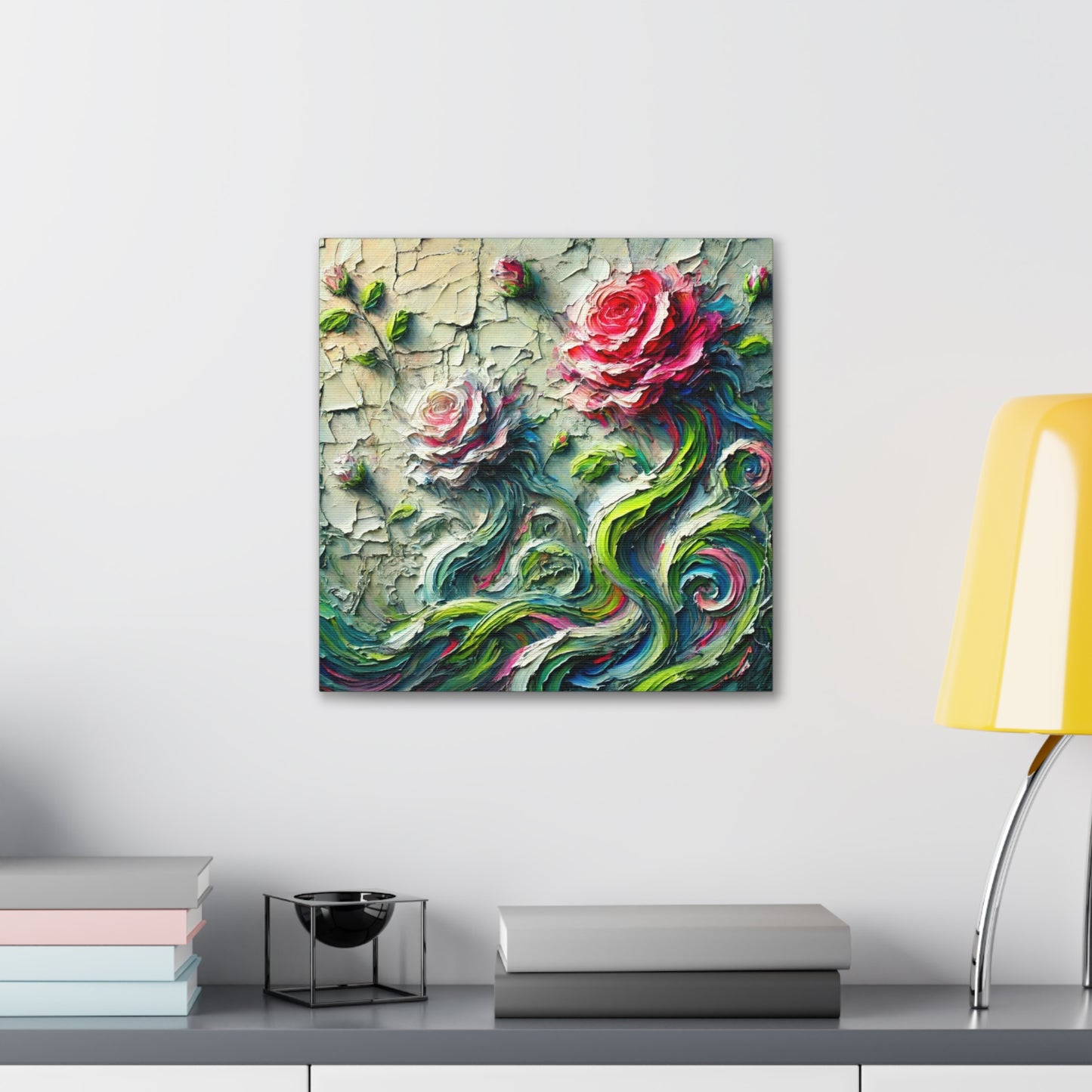 Art Print, "A Rose is a Still a Rose," Abstract Oil Finish, West Indian Art, Canvas Gallery Wraps