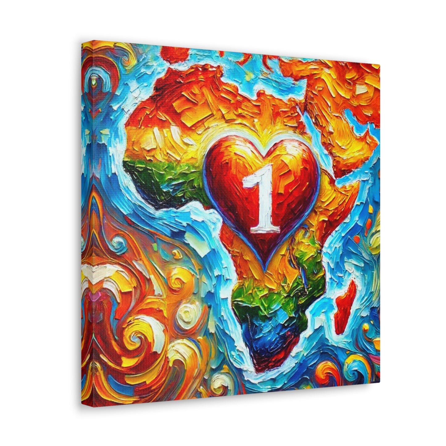 Art Print, "One Love" Oil Finish, Abstract, African Unity, Ethnicity, Cultural, Heritage, Semi-Abstract, Canvas Gallery Wrap