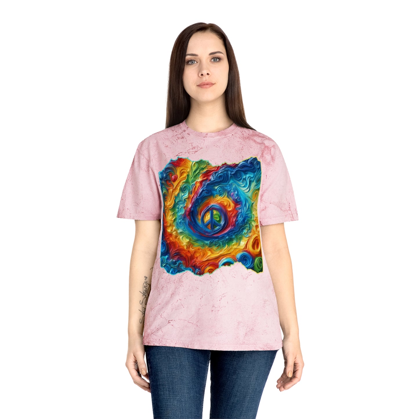 Unisex Color Blast T-Shirt "Peace" One World, Self-Love, Anti-Racism, One Love, Unity, Inclusion, Diversity, Immigrant Outsiders, Cultural Identity, Black Excellence Empowerment, Inspiration