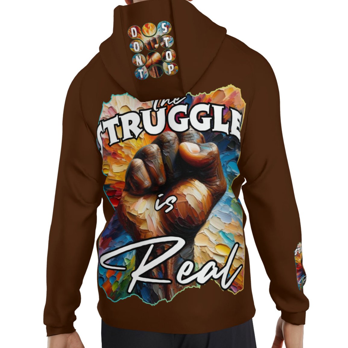 Men's Lightweight Zip Up Hoodie | Polyester "Don't Stop, The Struggle is Real"