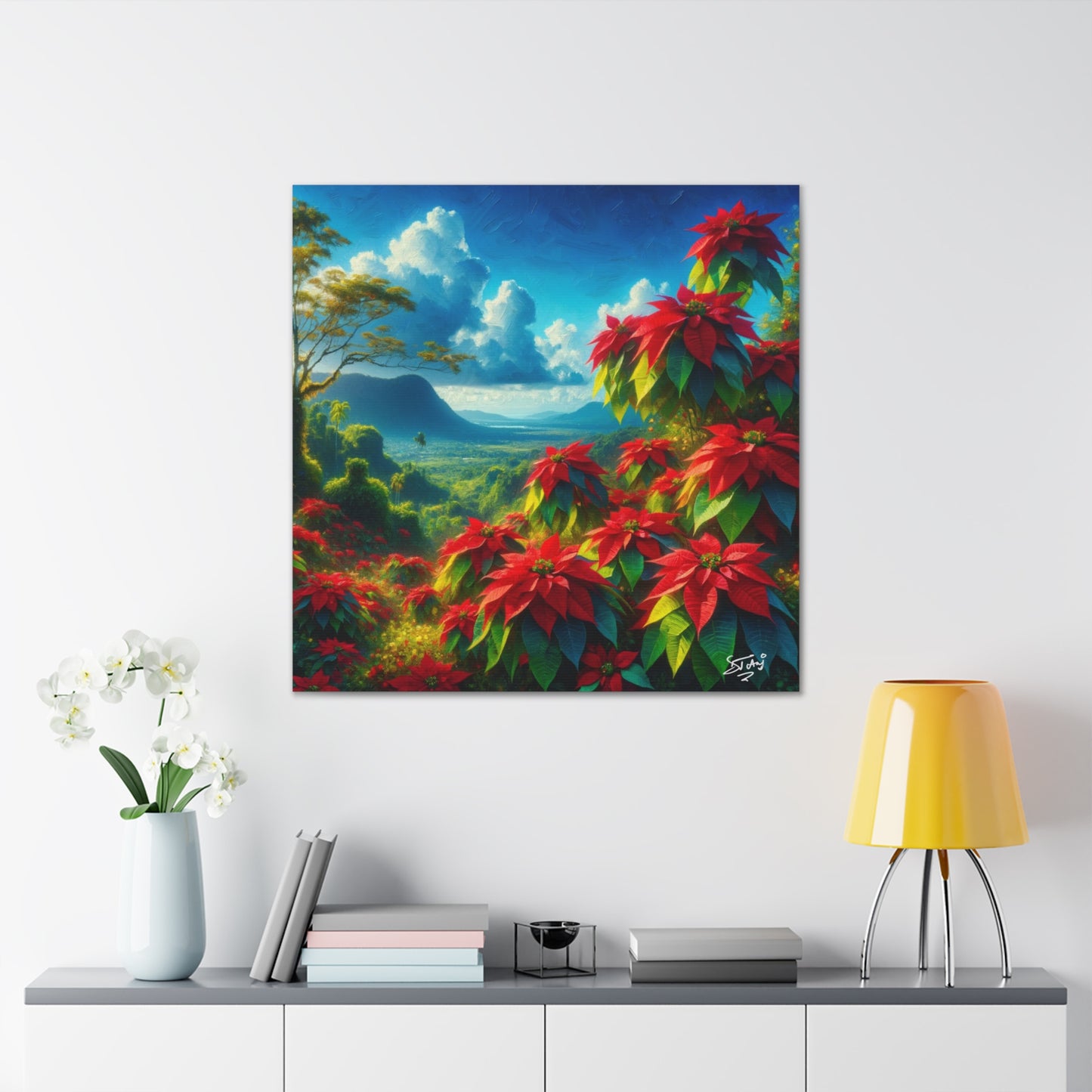 Print #2 of Wild Poinsettia Plants on Sunny Day in the Caribbean, Trinidad and Tobago, Canvas Gallery Wraps