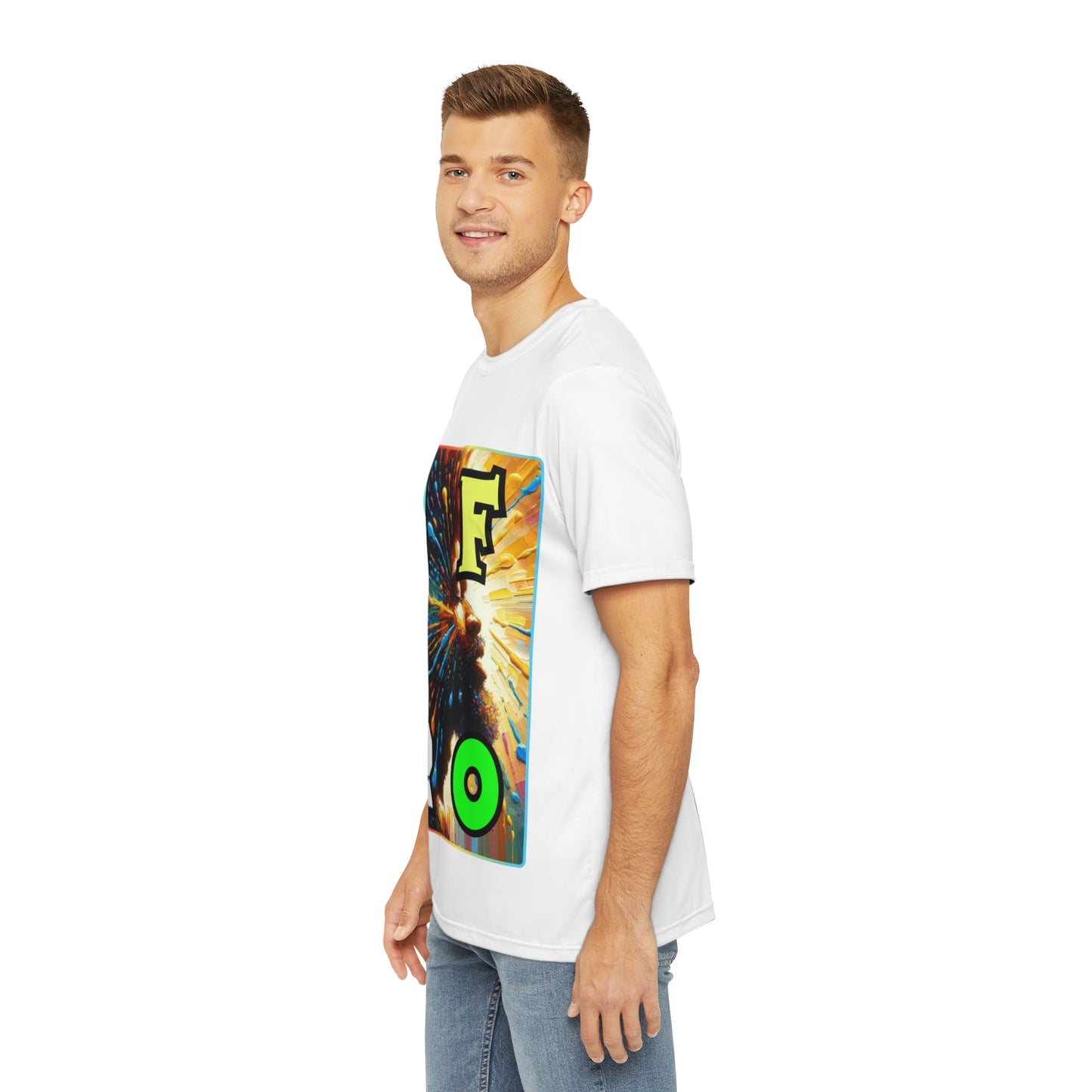 Men's Brushed Polyester Short Sleeve Tee (AOP), "AFRO"