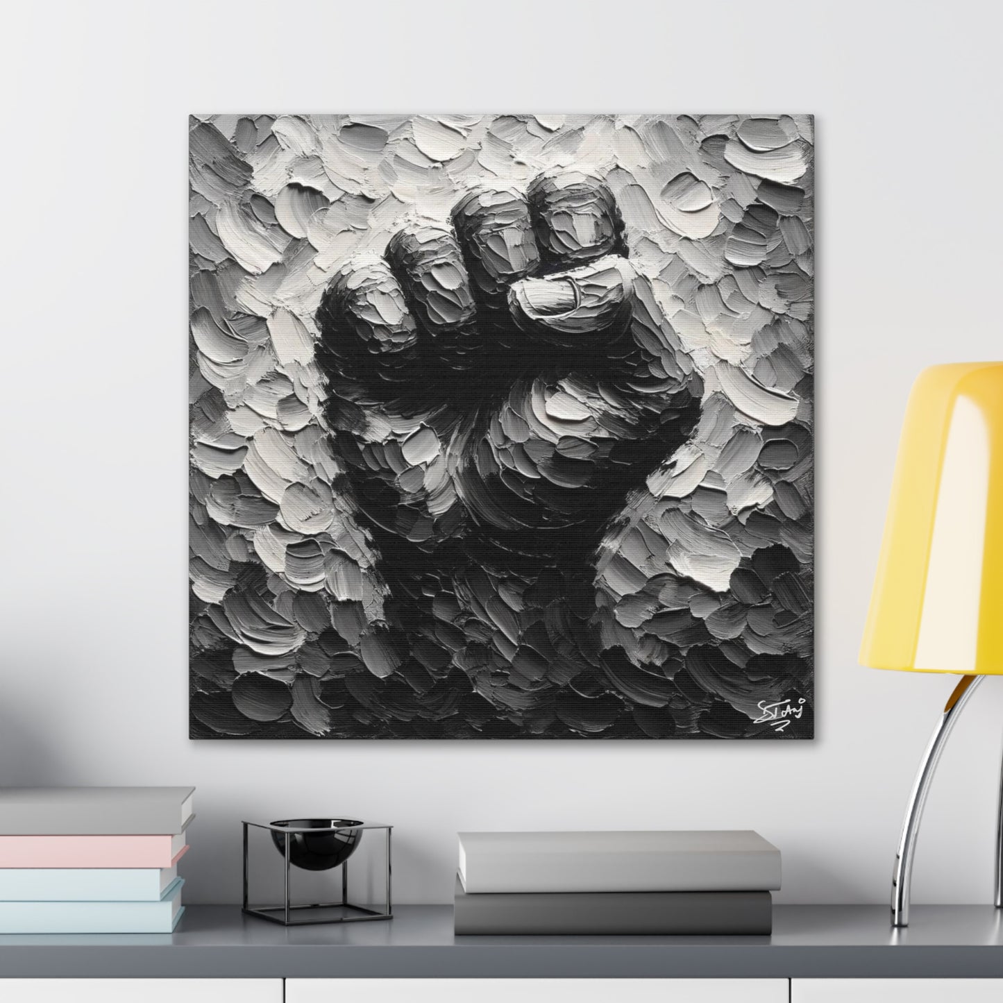 Art Print, Black Hand, Black Power, Oil Finish, Unity, One Love, Semi-Abstract, Canvas Gallery Wrap