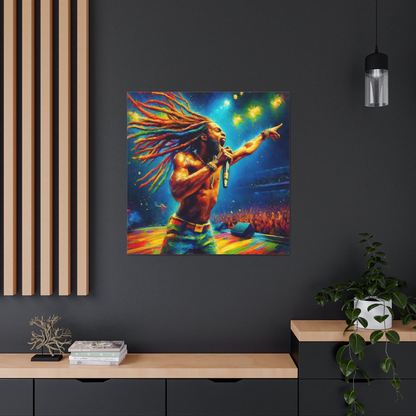 Art Print, Soca Artist, Oil Finish, West Indian Ethnicity, Cultural, Heritage, Semi-Abstract, Canvas Gallery Wrap