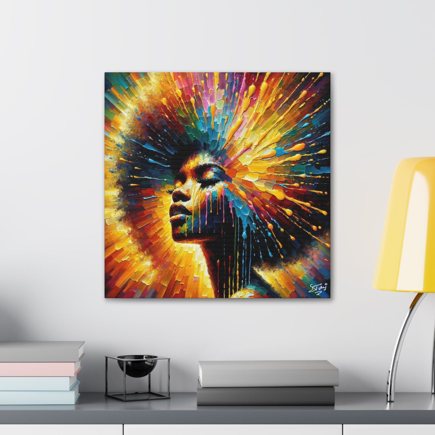 Art Print, Afro-Caribbean Woman, Oil Finish, West Indian Ethnicity, Cultural, Heritage, Semi-Abstract, Canvas Gallery Wrap