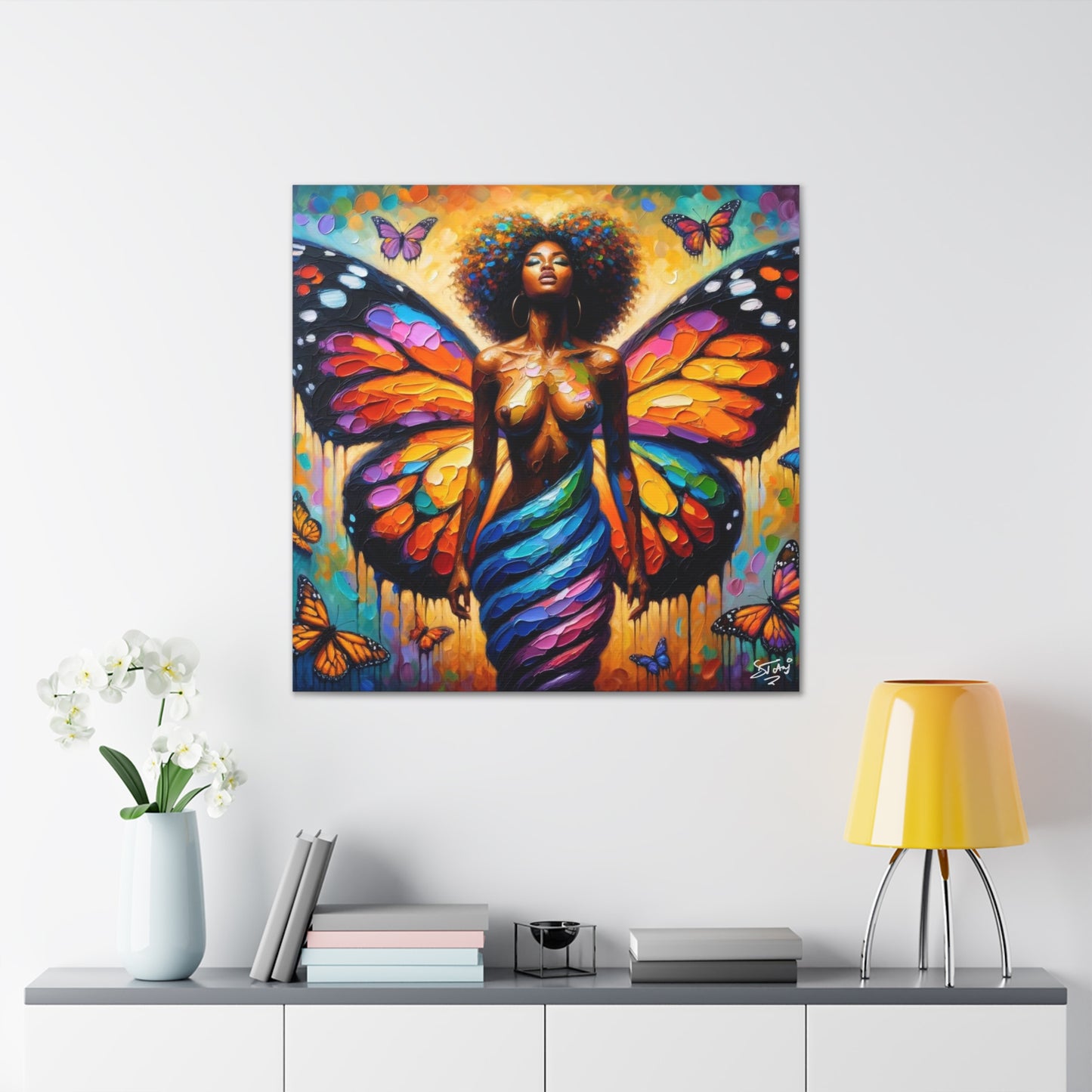 Art Print, Afro-Caribbean Woman, "Change is Growth," Oil Finish, West Indian Ethnicity, Cultural, Heritage, Semi-Abstract, Canvas Gallery Wrap