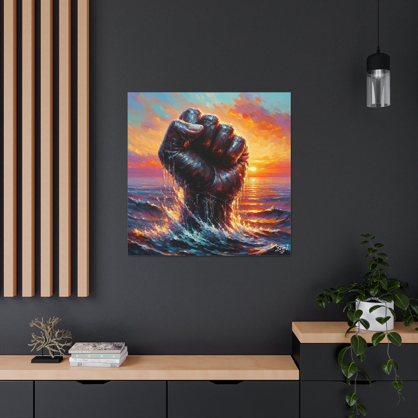 Art Print, Afro-Caribbean Man, Oil Finish, Unity, One Love, Semi-Abstract, Canvas Gallery Wrap