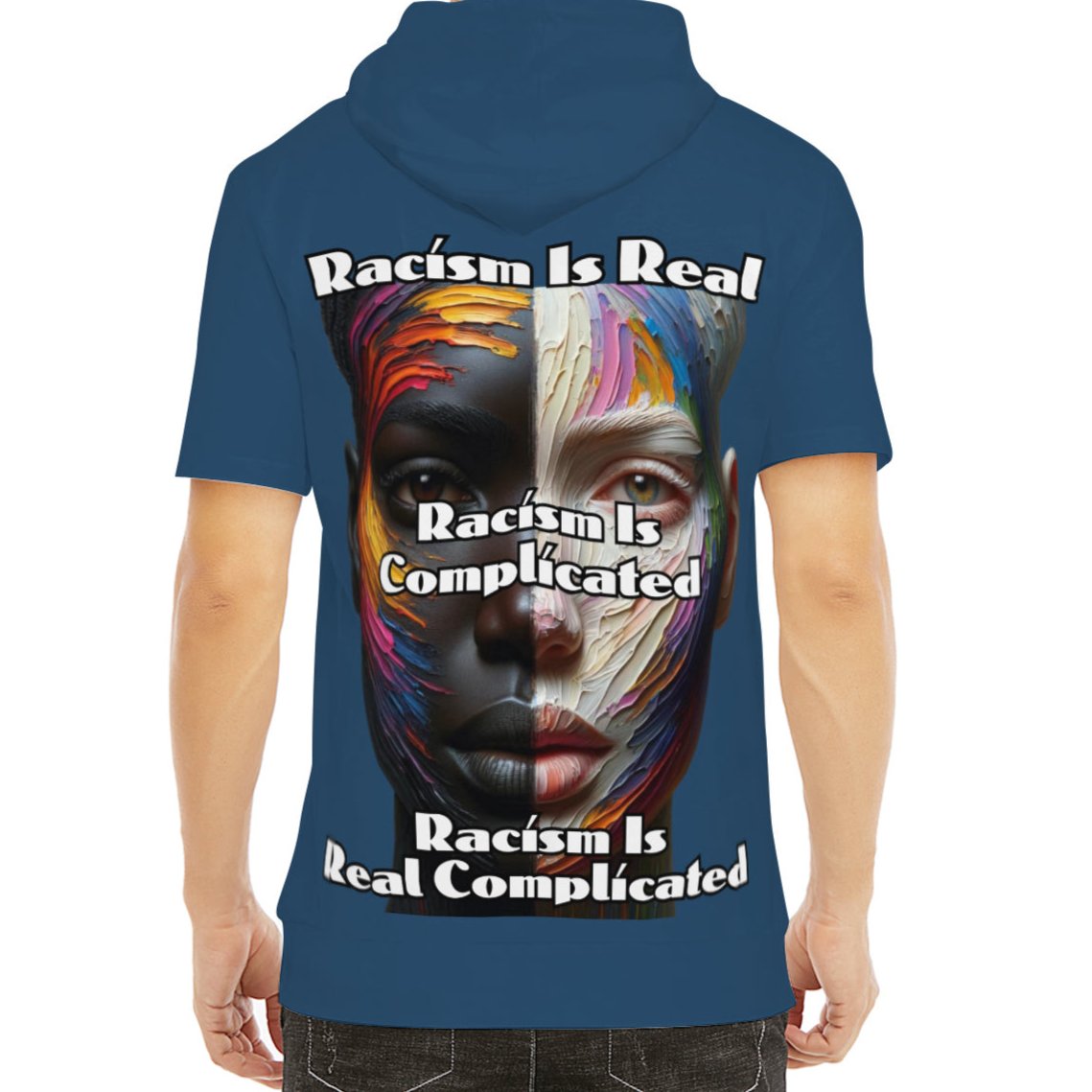 Men’s Cotton Hooded T-Shirt "Racism is Real"