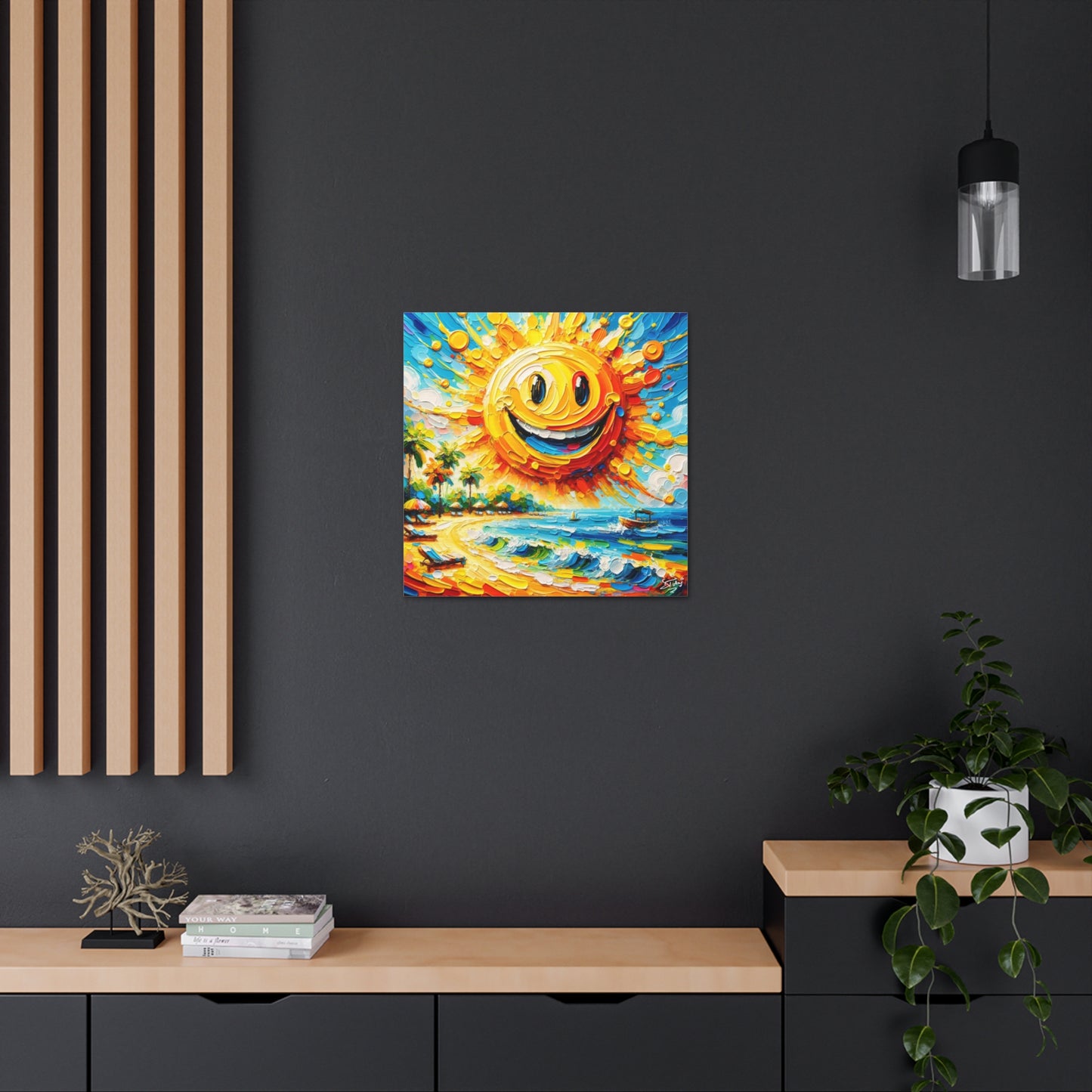 Art Print of Caribbean "Sunny Day" Beach Scene, Oil Painting, West Indian Art, Canvas Gallery Wraps