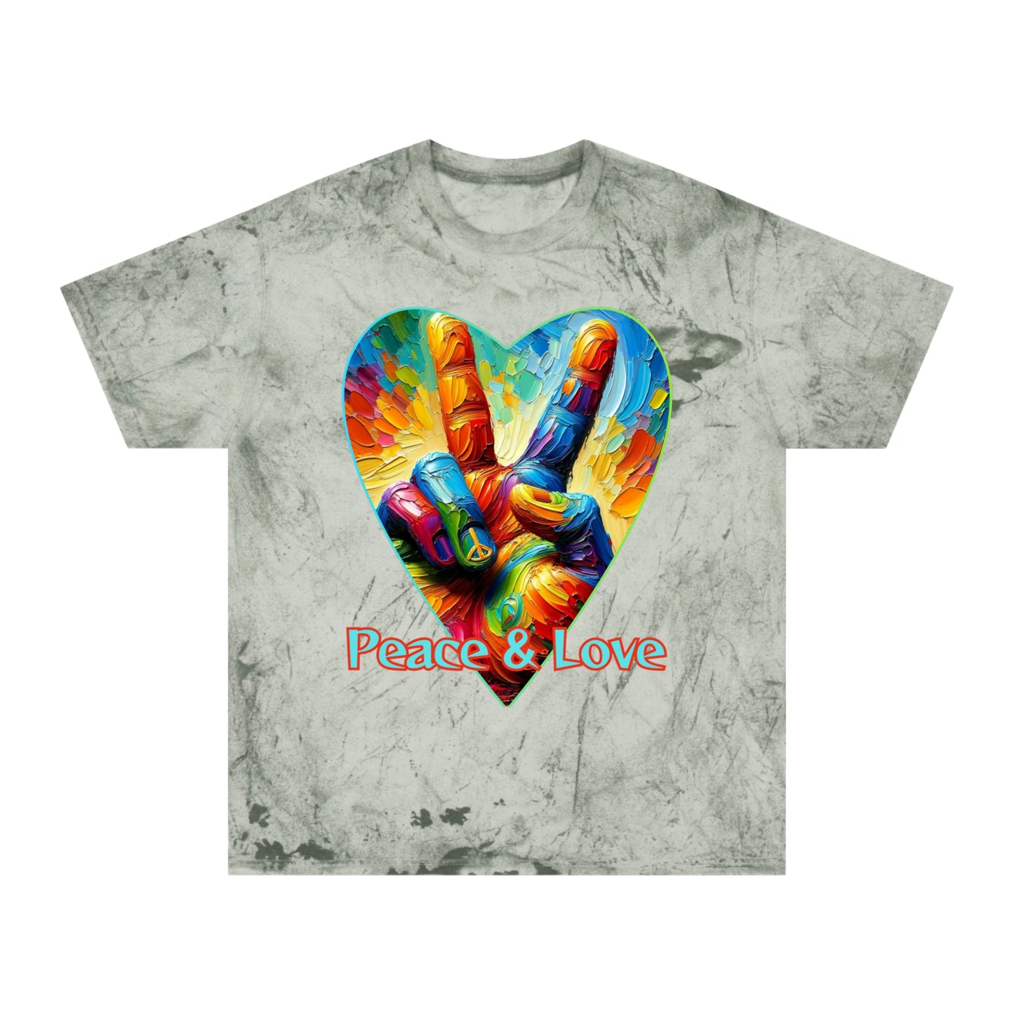 Unisex Color Blast T-Shirt "Peace & Love..." One World, Self-Love, Anti-Racism, One Love, Unity, Inclusion, Diversity, Immigrant Outsiders, Cultural Identity, Black Excellence Empowerment Inspiration, FashionWithPurpose, ConsciousClothing