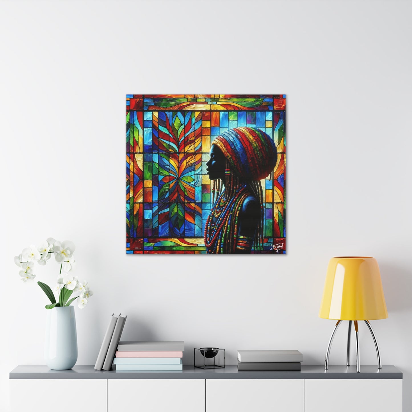 Art Print, Afro-Caribbean Woman, Oil Finish, West Indian Ethnicity, Cultural, Heritage, Semi-Abstract, Canvas Gallery Wrap