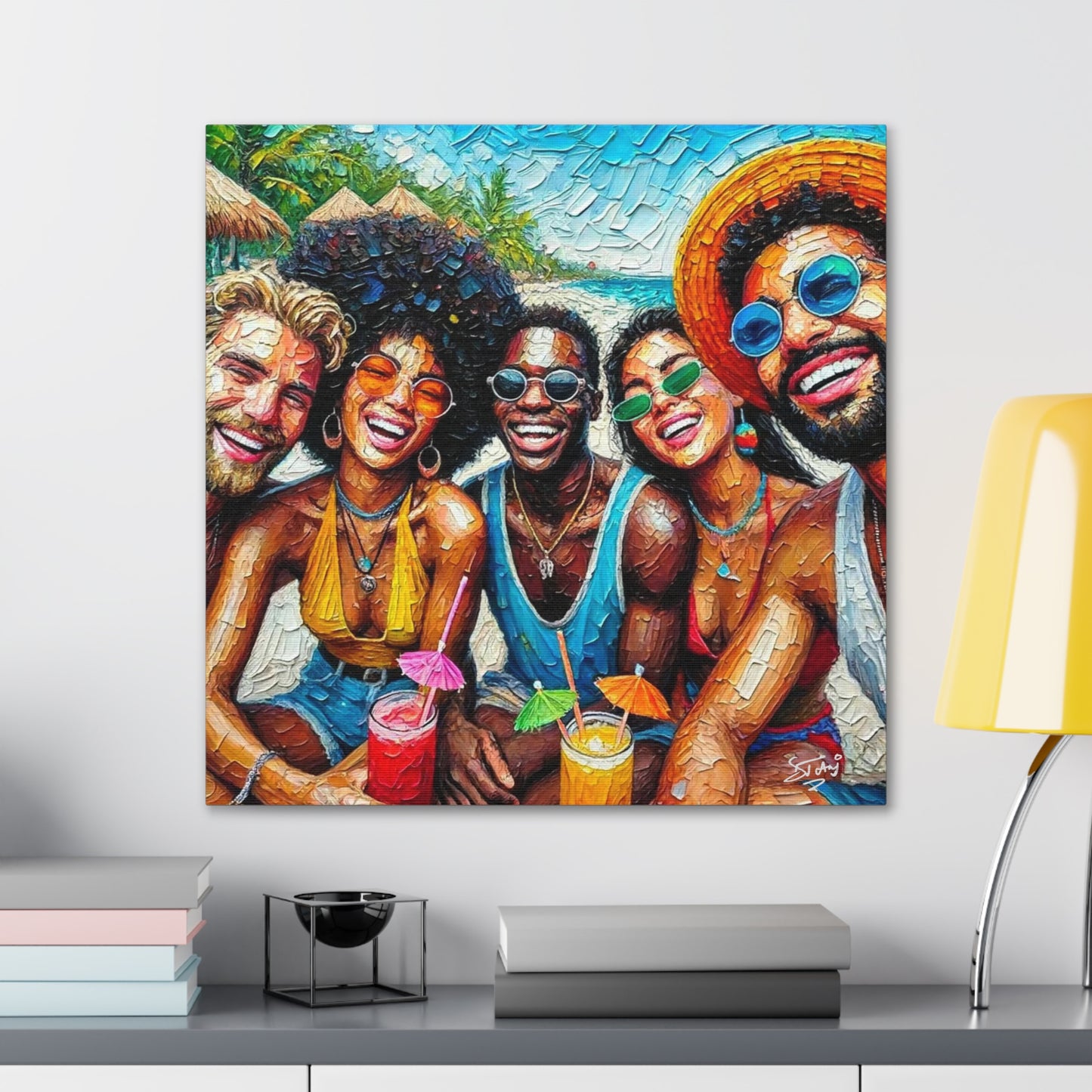 Art Print, Caribbean People, "Melting Pot" Oil Finish, West Indian Ethnicity, Cultural, Heritage, Abstract, Canvas Gallery Wrap