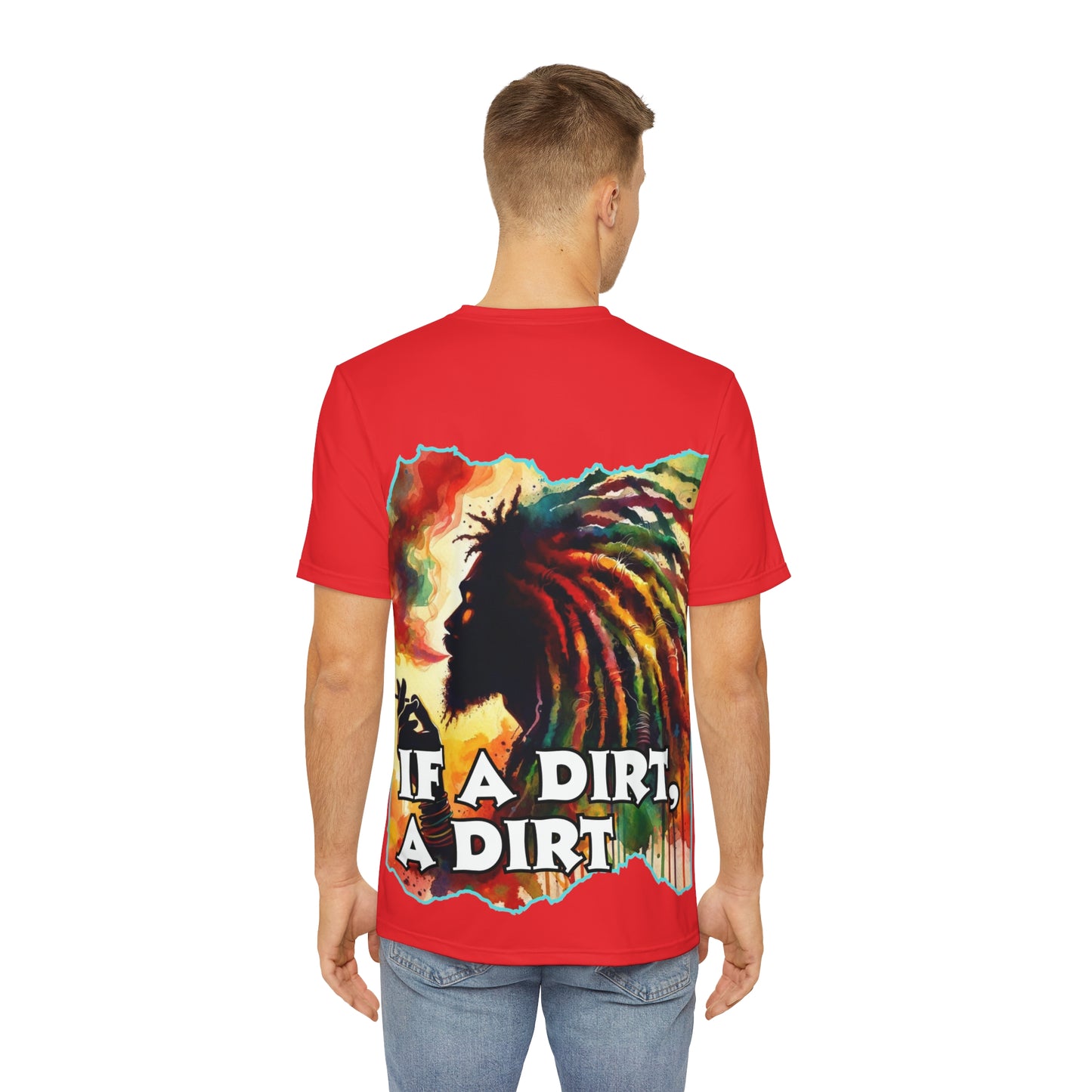 Men's Brushed Polyester Short Sleeve Tee (AOP), "If A Dirt A Dirt"