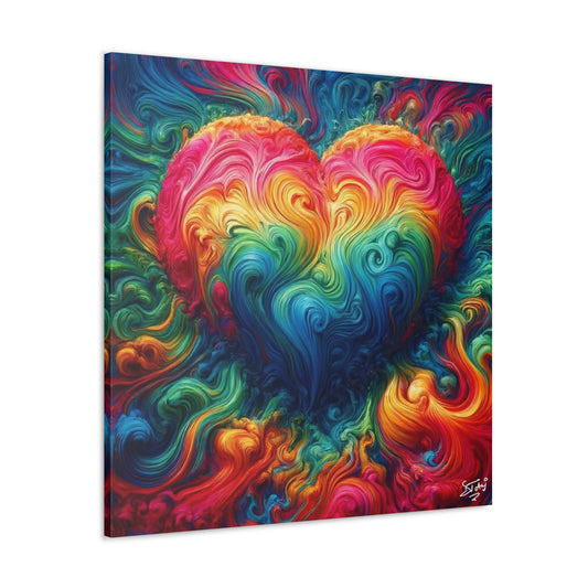 Art Print, "Love," Oil Finish, Unity, Togetherness, One Love, Semi-Abstract, Canvas Gallery Wrap