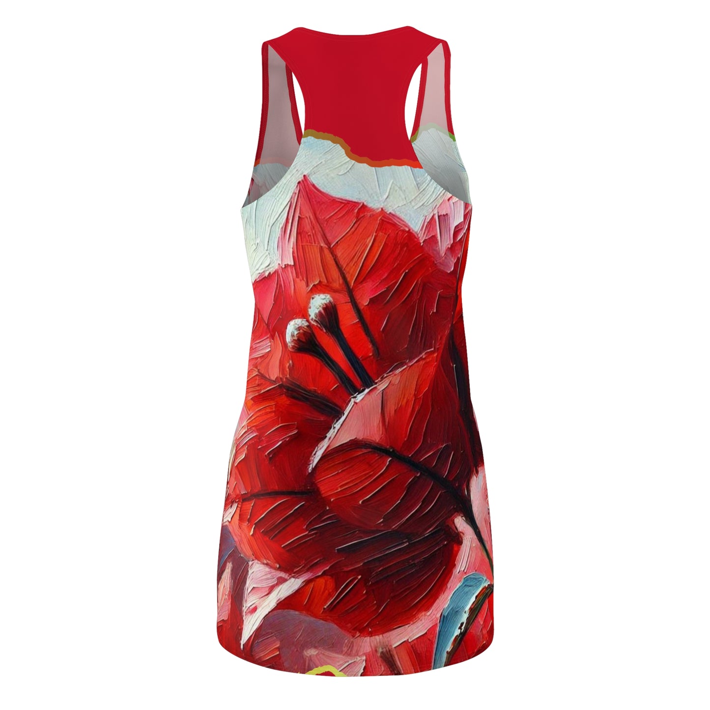 Women's Cut & Sew Racerback Dress (AOP) Red Floral Print