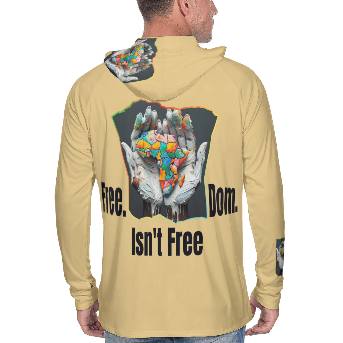 Men's Sun Protection Long Sleeve Hoodie "Fee.Dom Isn't Free"