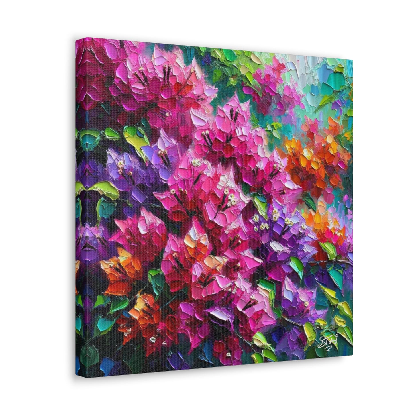 Art Print of Bougainvillea Flowers, Oil Finish, West Indian Art, Canvas Gallery Wraps