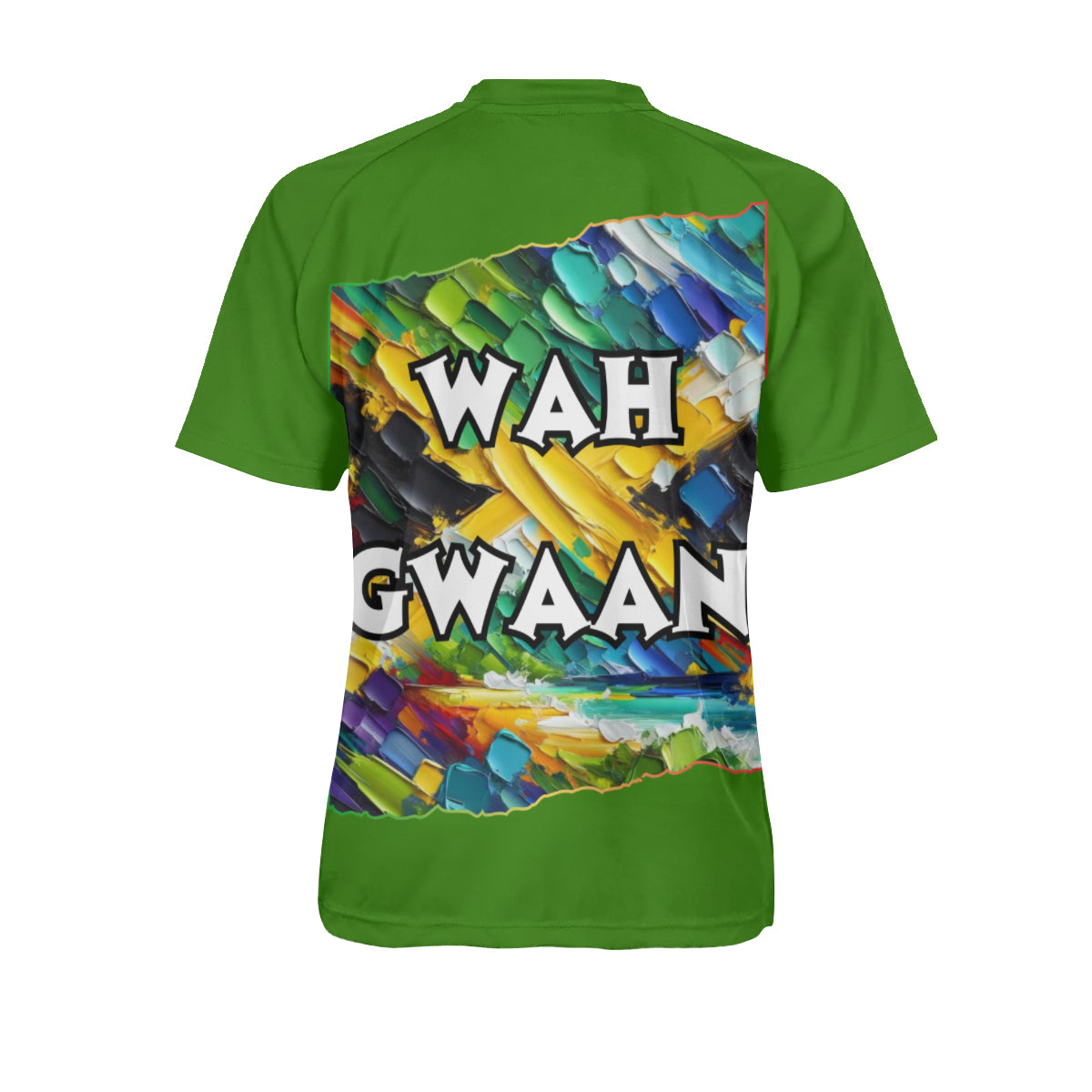 Men's V-Neck Polyester T-Shirt "Bless Up, Wah Gwaan"