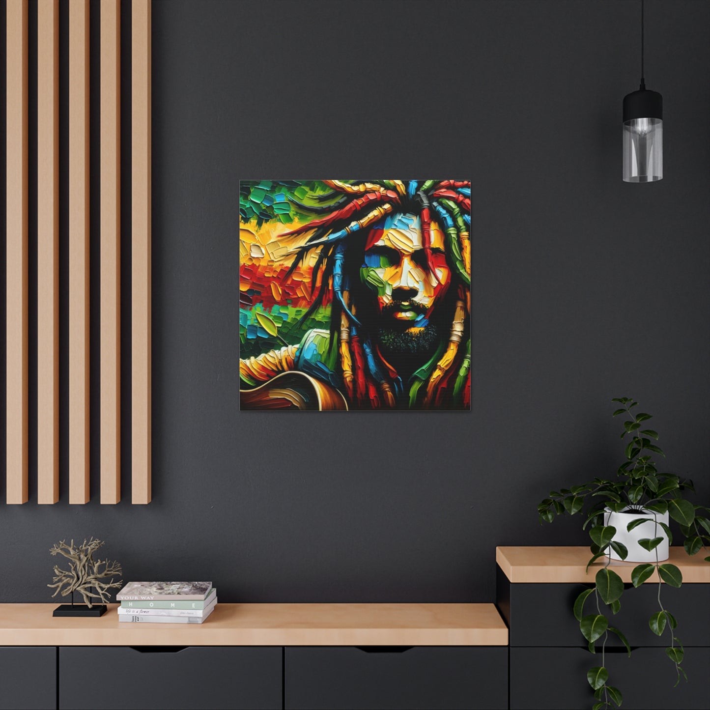 Art Print of Rastaman, Oil Finish, West Indian Ethnicity, Cultural, Heritage, Afro-Caribbean Man, Semi-Abstract, Canvas Gallery Wrap