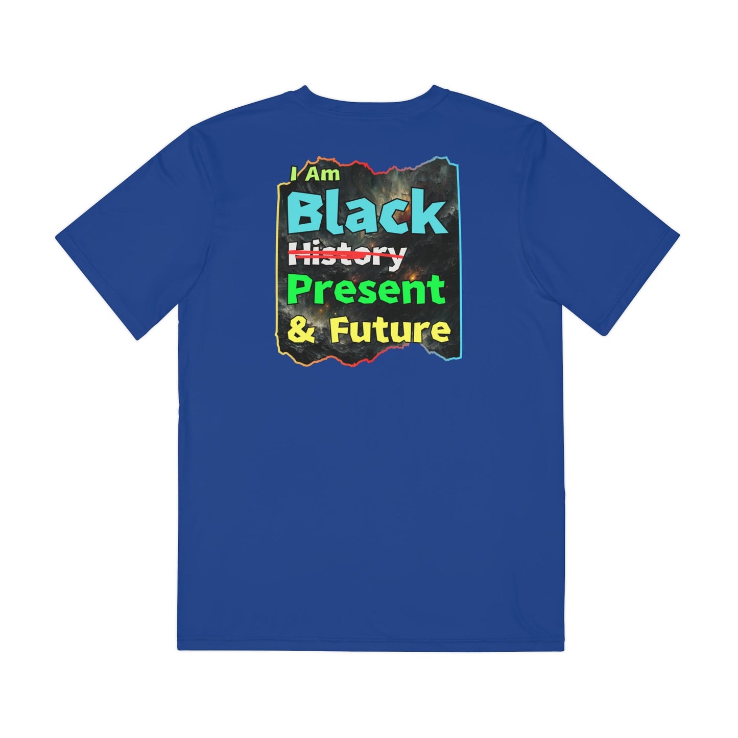 Men's Brushed Polyester Short Sleeve Tee (AOP), "I Am Black Present & Future"