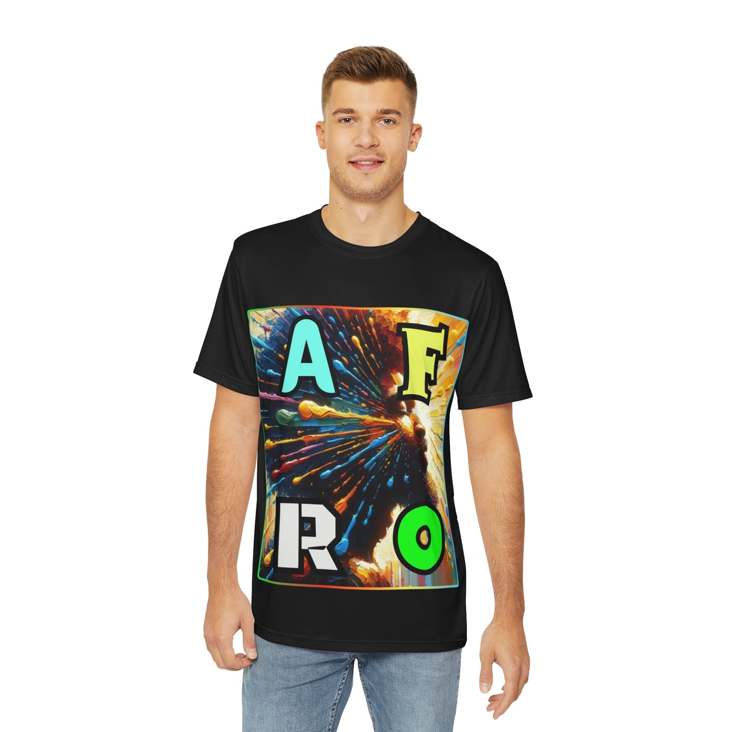 Men's Brushed Polyester Short Sleeve Tee (AOP), "AFRO"