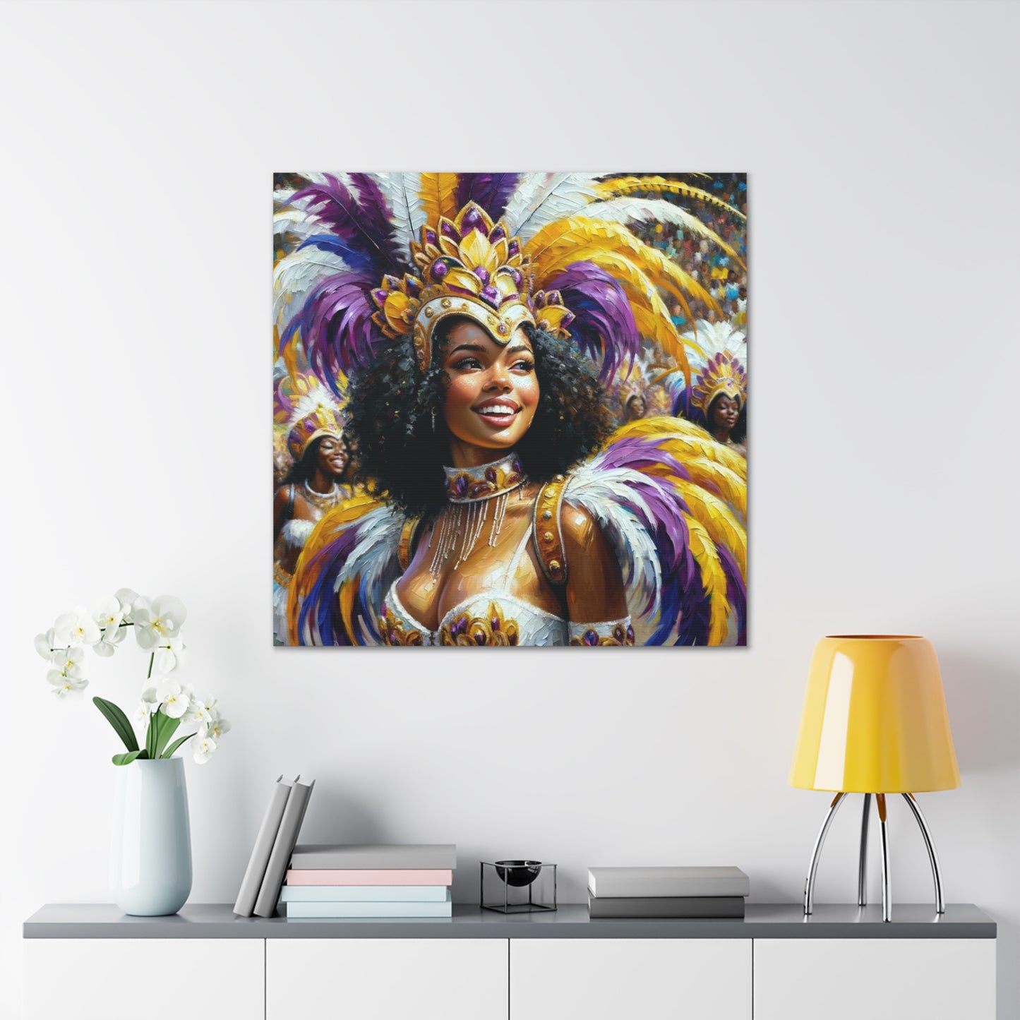 Art Print#10 of Trini Masquerader, Carnival, Oil Finish, West Indian Ethnicity, Cultural, Heritage, Art, Black Woman, Canvas Gallery Wraps