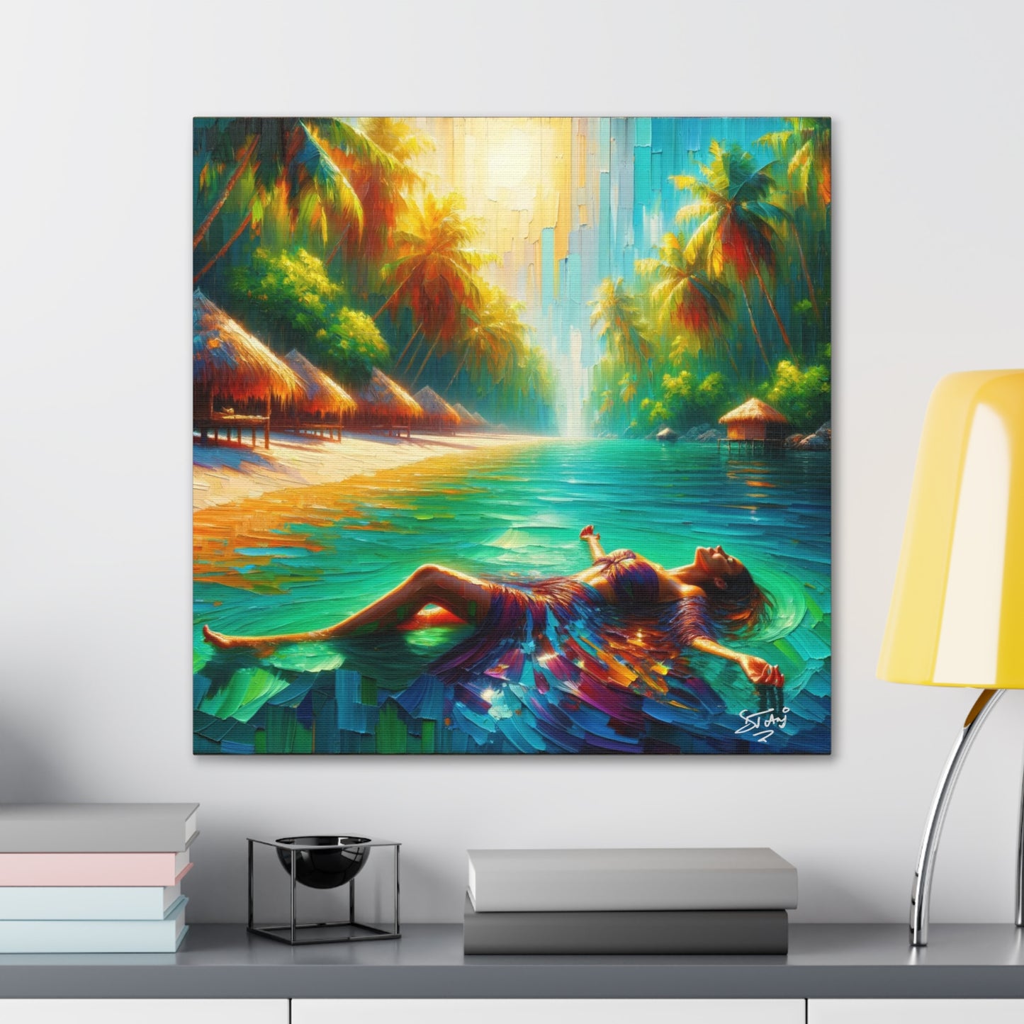 Art Print, Indo-Caribbean Woman, "Floating" Oil Finish, West Indian Ethnicity, Cultural, Heritage, Abstract, Canvas Gallery Wrap