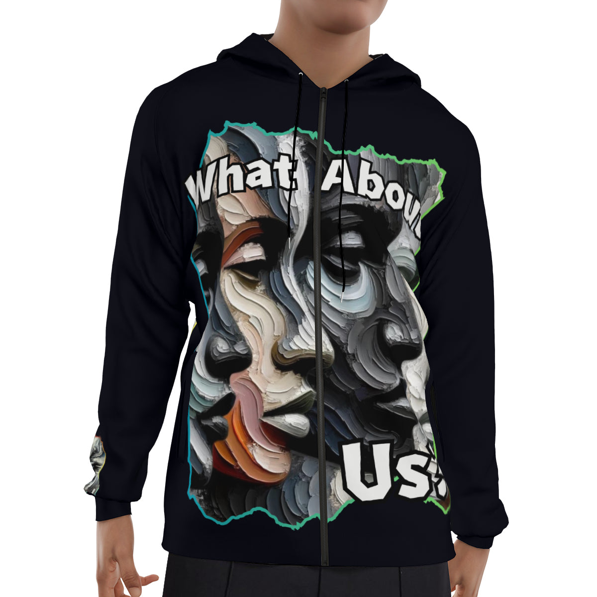 Men's Lightweight Zip Up Hoodie | Polyester "What About Us"