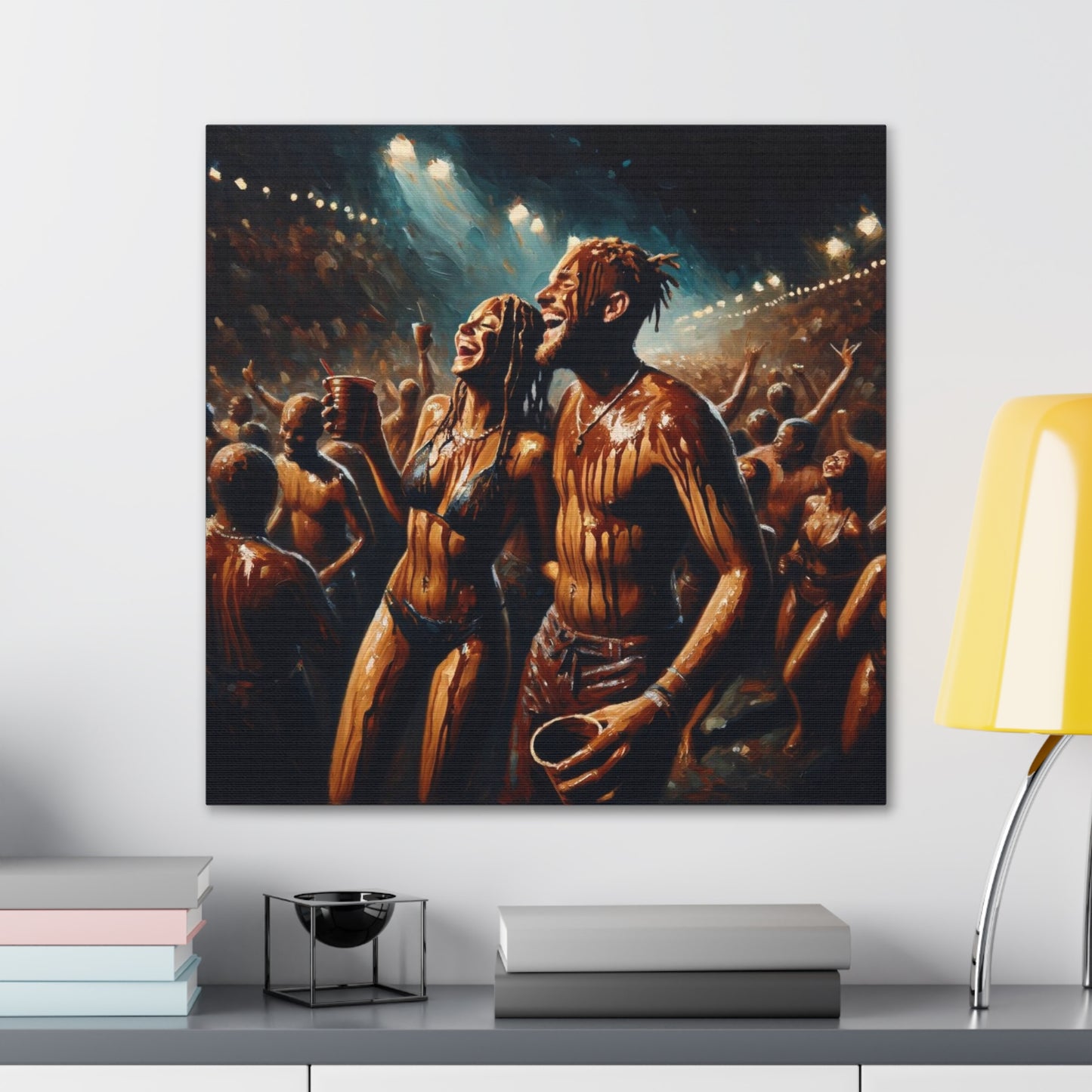 Art Print of Jouvert Morning, Afro-Caribbean Couple#9, Oil Finish, West Indian Ethnicity, Cultural, Heritage, Canvas Gallery Wraps