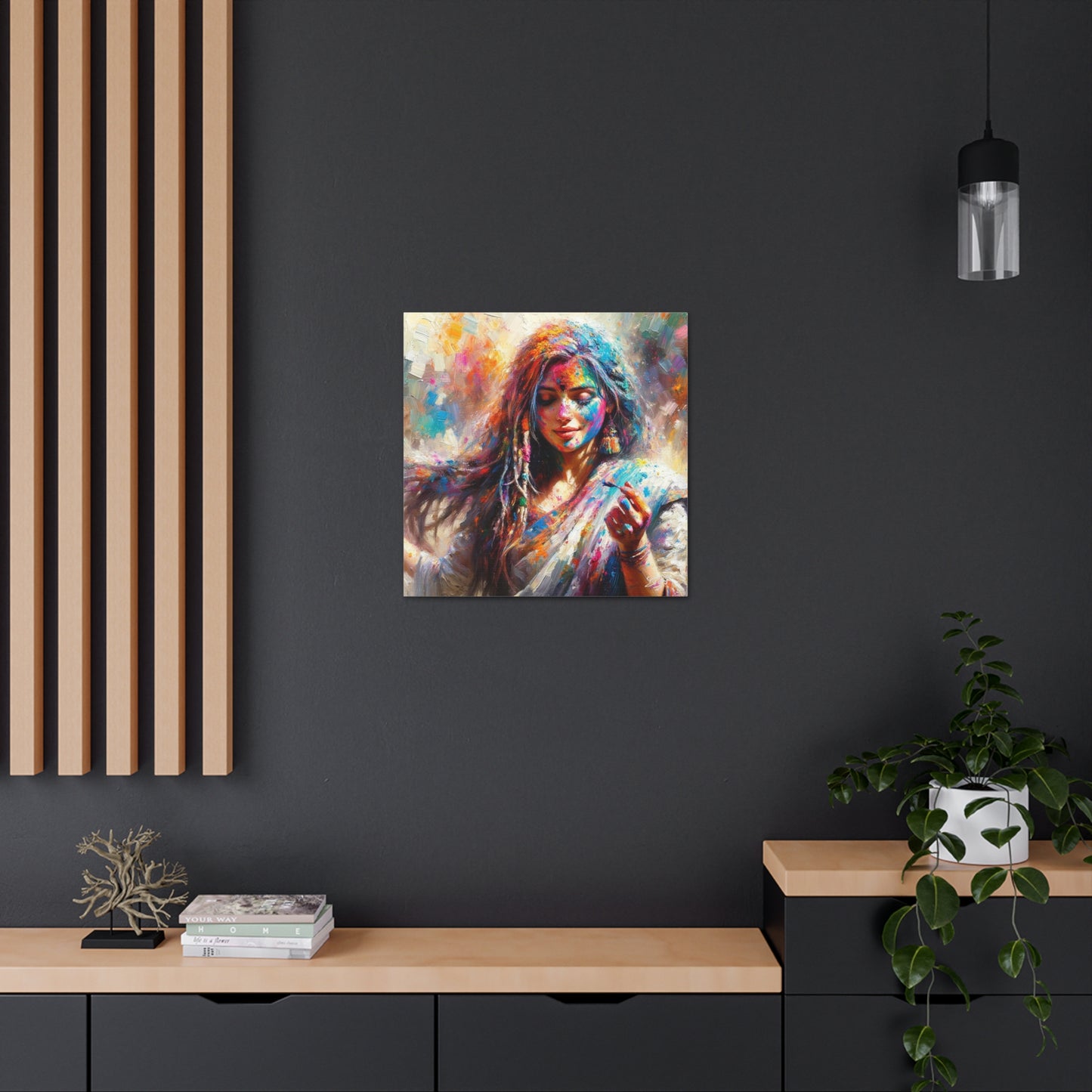 Art Print, Indo-Caribbean Woman, "Phagwa" Oil Finish, West Indian Ethnicity, Cultural, Heritage, Canvas Gallery Wrap