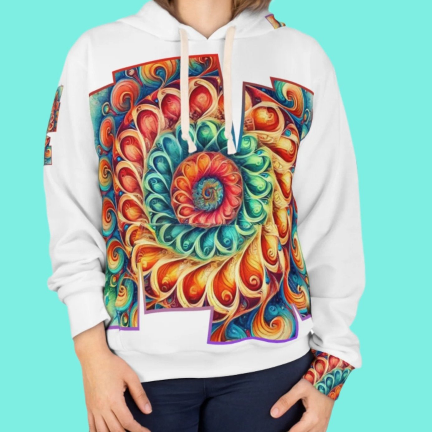 Unisex Pullover Hoodie (AOP) "Abstract Caribbean Print"