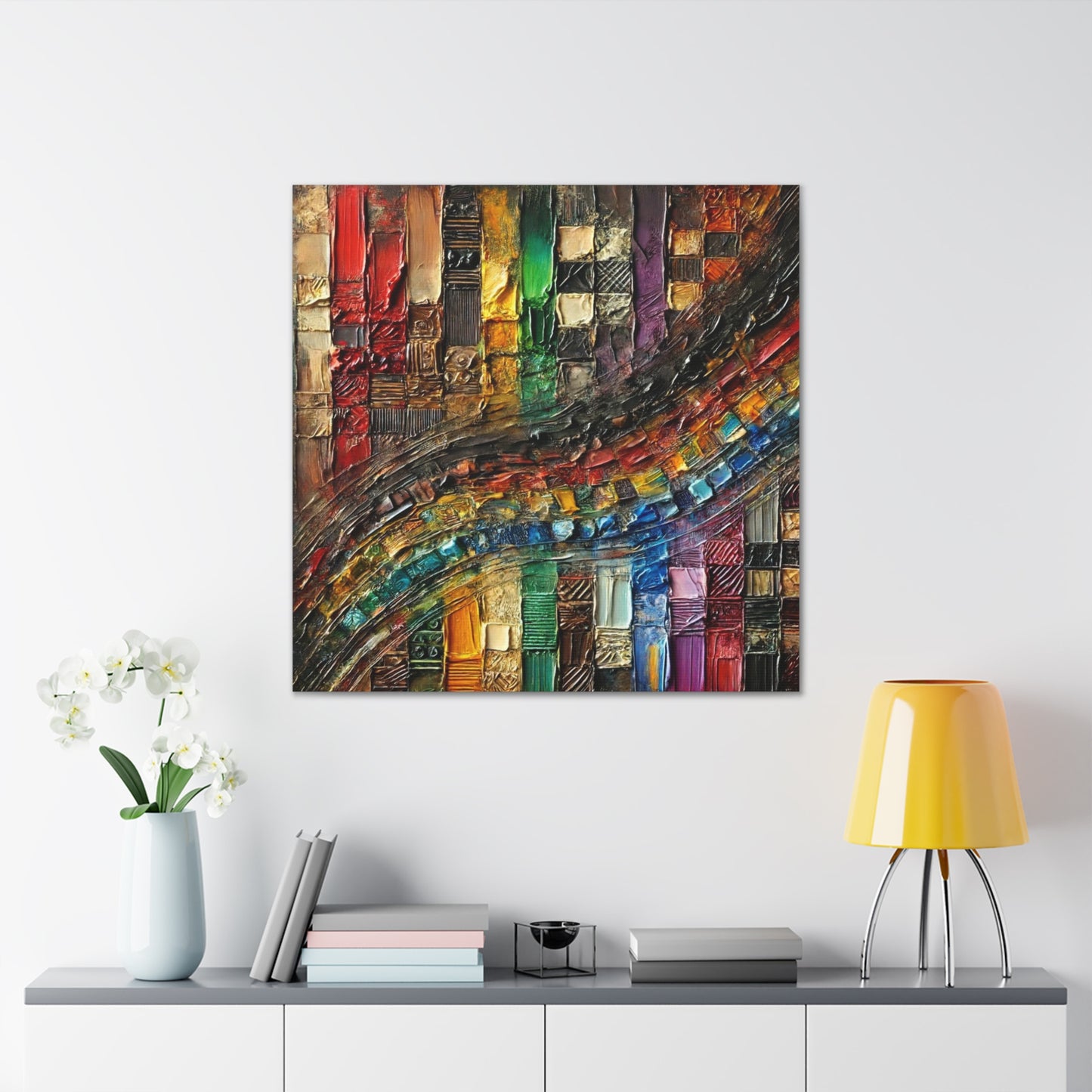 Art Print, African Print, Black Power, Abstract Oil Finish, Unity, One Love, Canvas Gallery Wrap