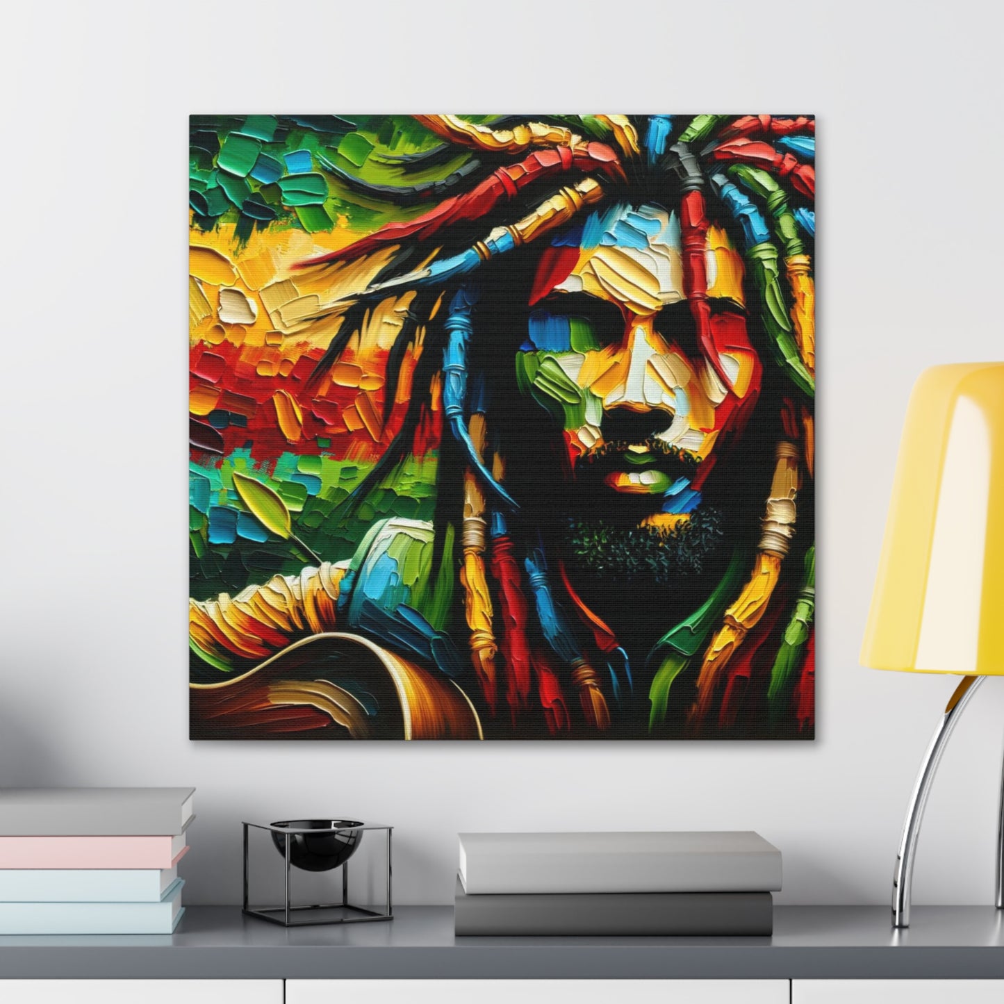 Art Print of Rastaman, Oil Finish, West Indian Ethnicity, Cultural, Heritage, Afro-Caribbean Man, Semi-Abstract, Canvas Gallery Wrap