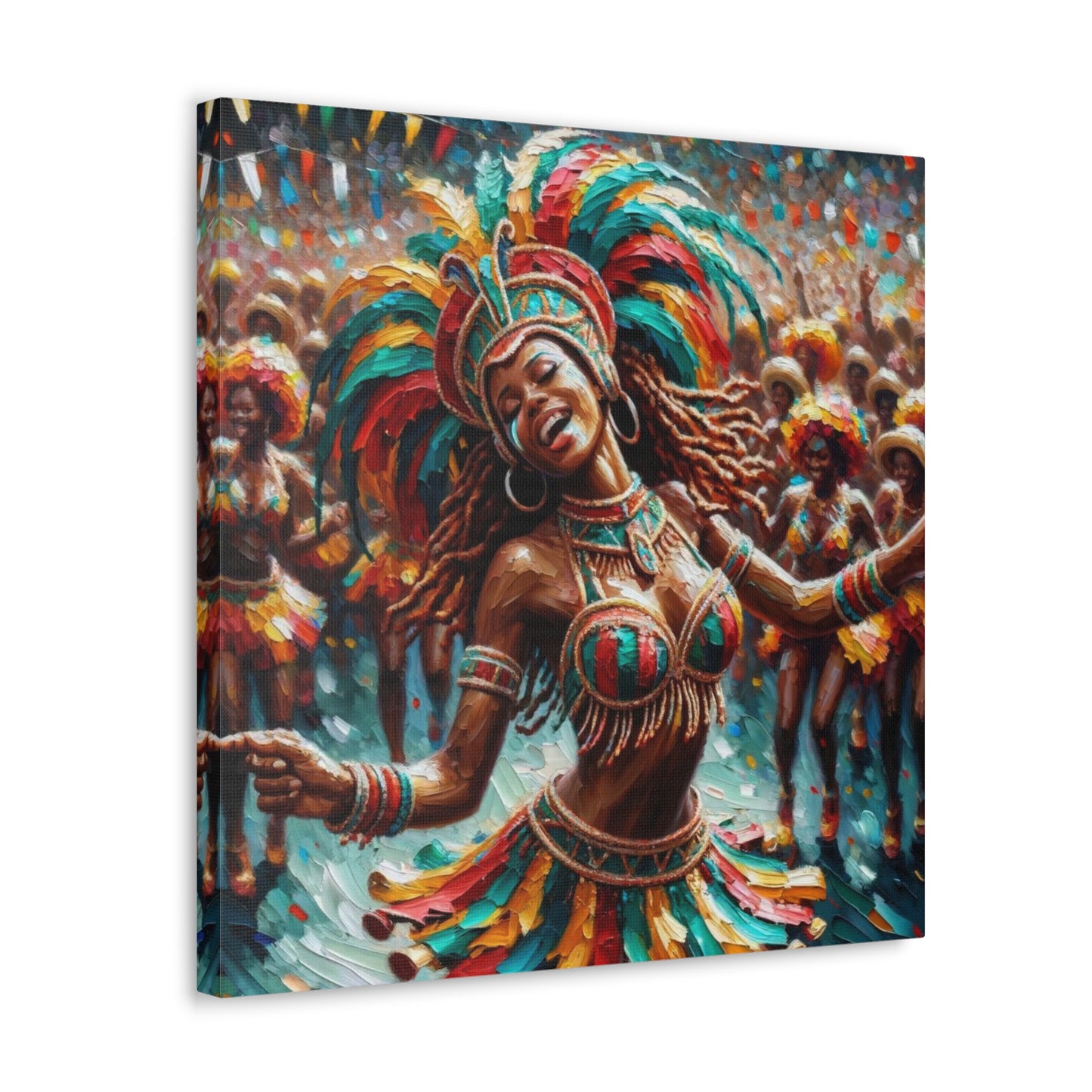 Art Print#4 of Trini Masquerader, Carnival, Oil Finish, West Indian Ethnicity, Cultural, Heritage, Art, Black Woman, Canvas Gallery Wraps