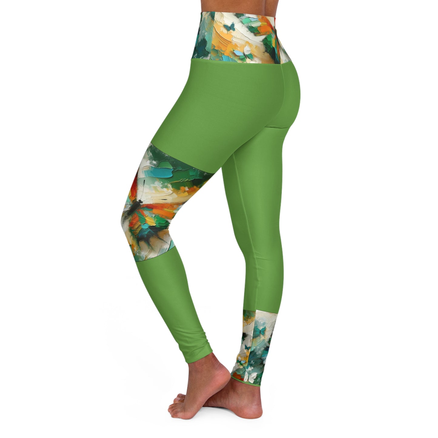 High Waisted Yoga Leggings (AOP) Abstract "Butterfly" Print